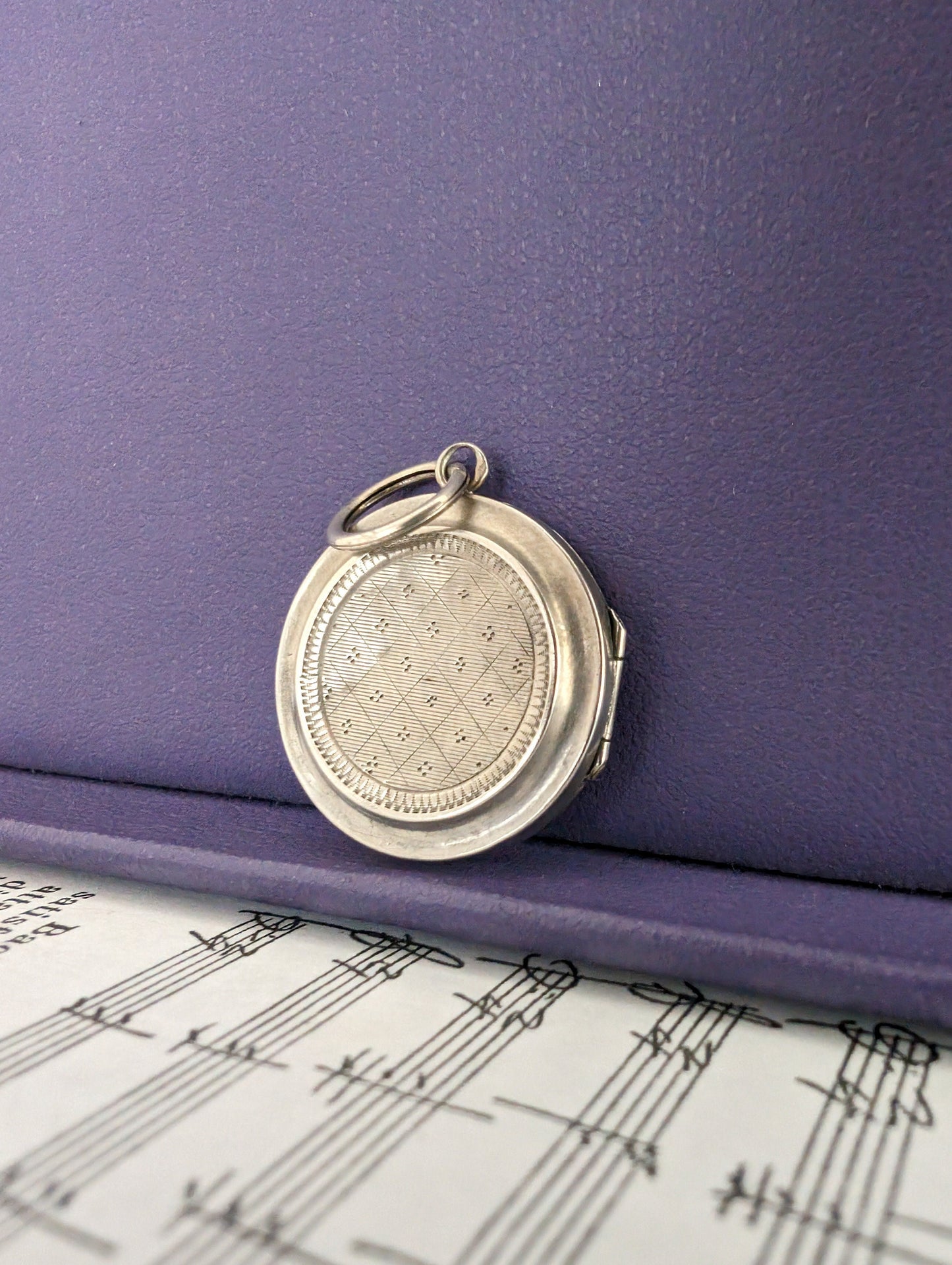 Antique French Edwardian Silver Locket: Engraved Design