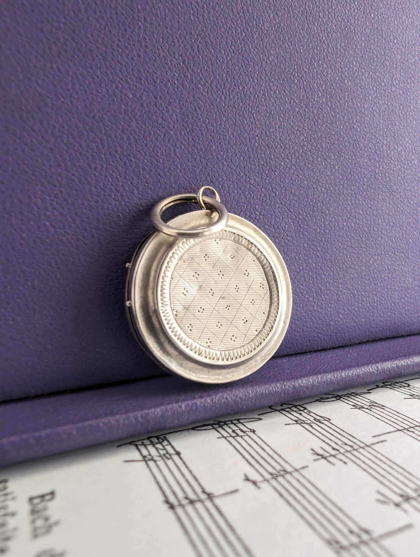 Antique French Edwardian Silver Locket: Engraved Design