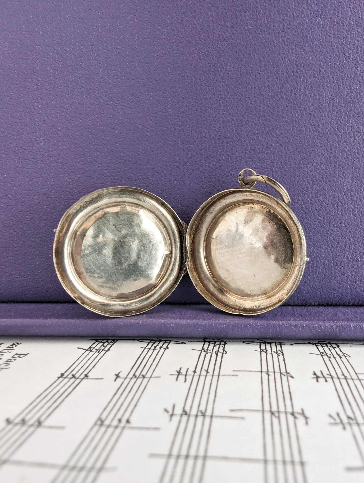 Antique French Edwardian Silver Locket: Engraved Design