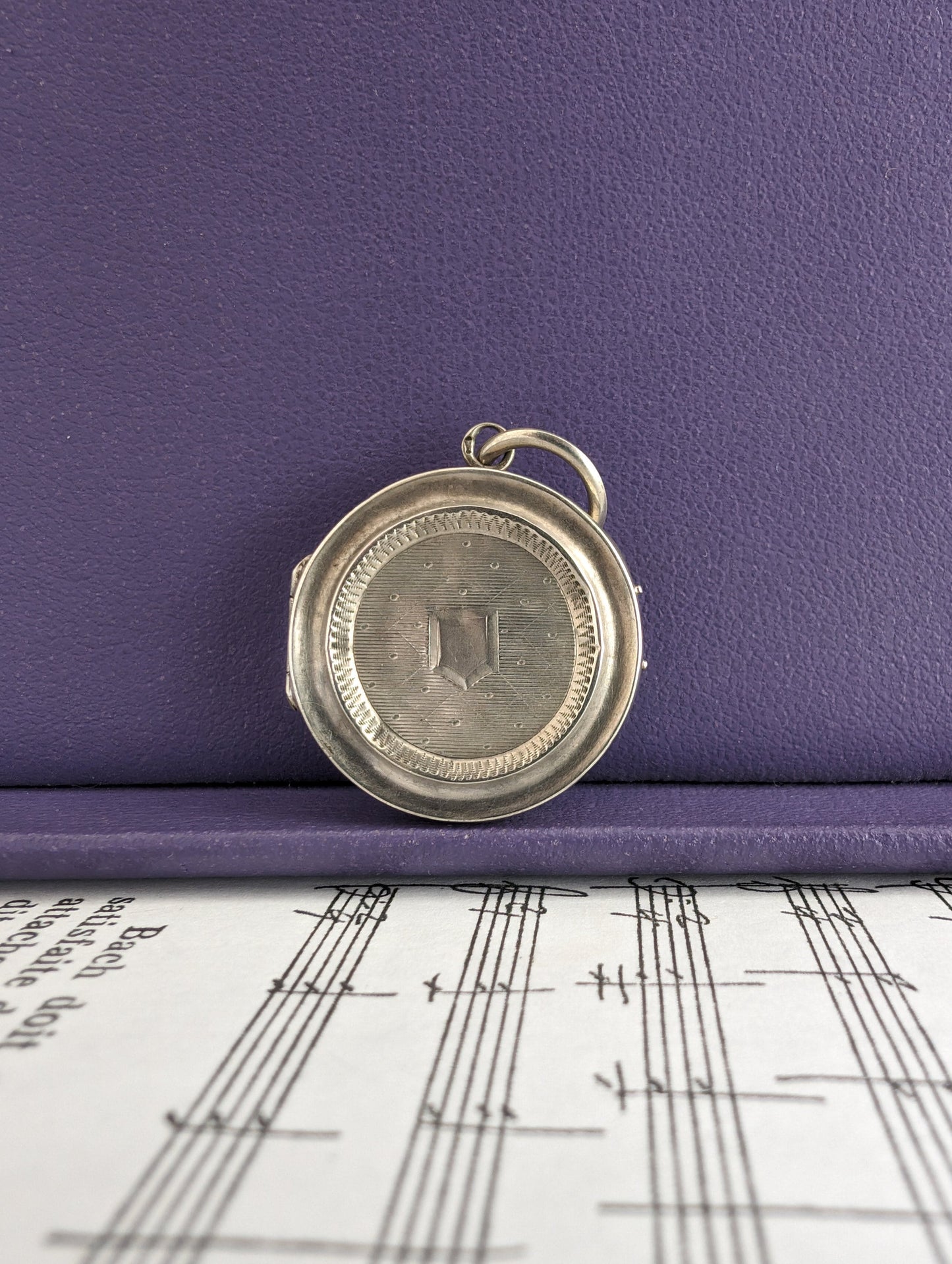 Antique French Edwardian Silver Locket: Engraved Design