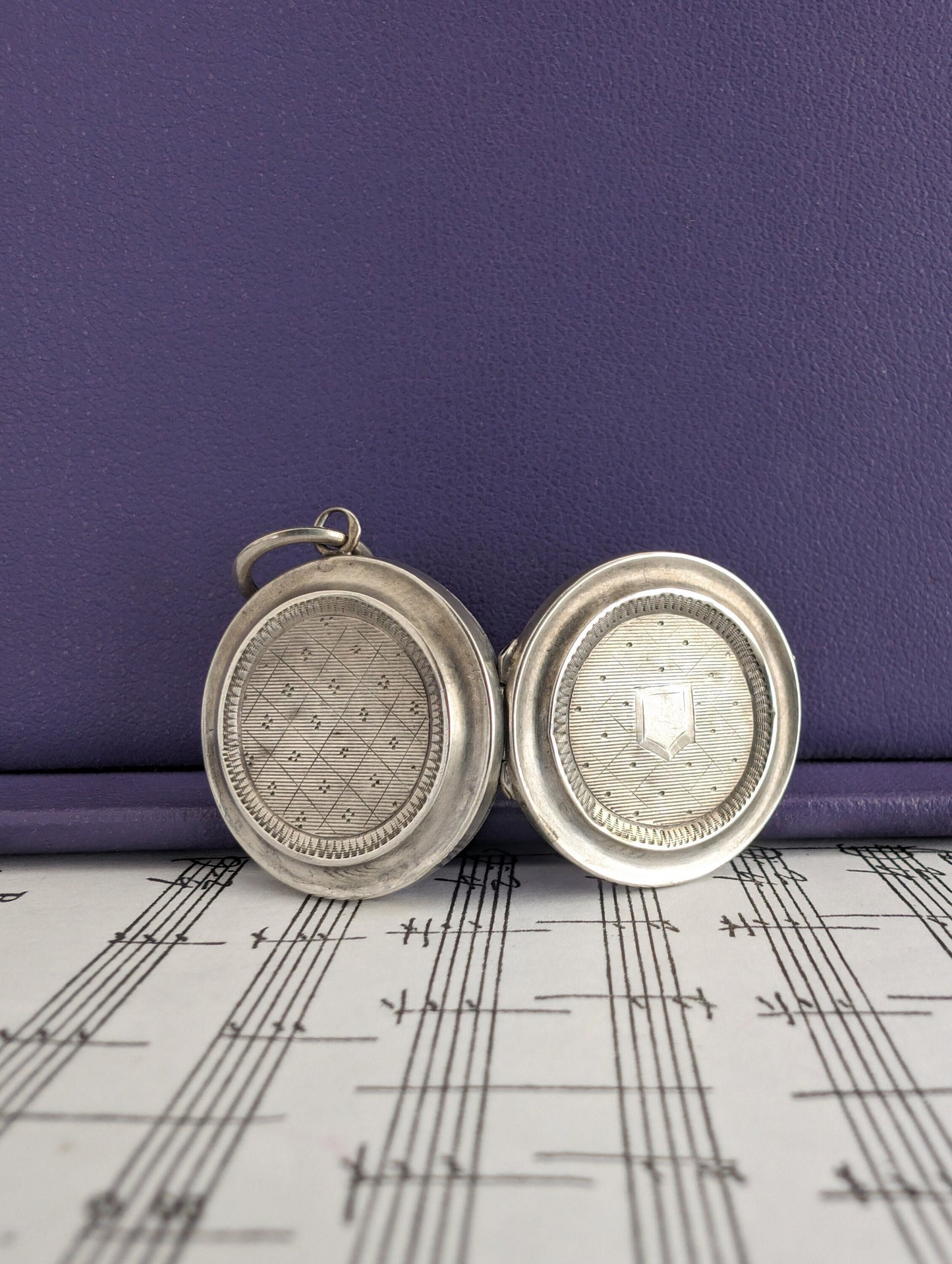 Antique French Edwardian Silver Locket: Engraved Design