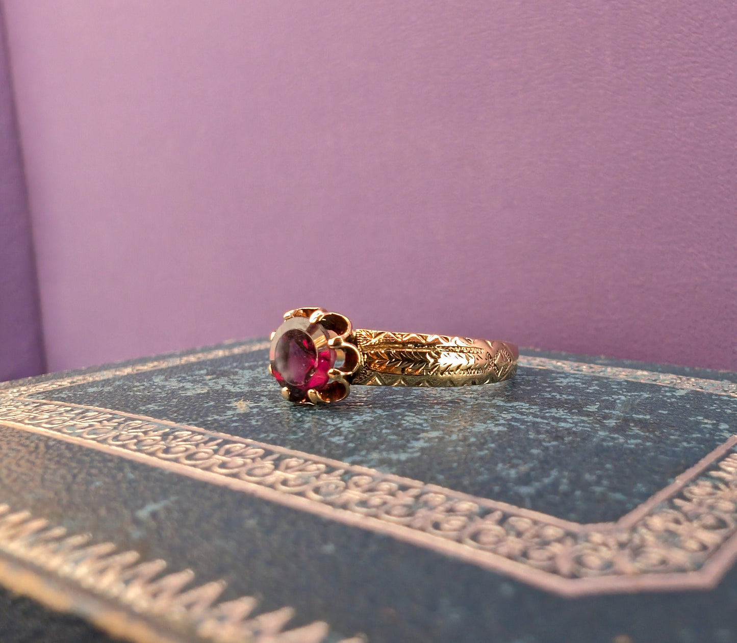 Antique French 18K Gold Crystal Ring: Victorian Napoleon III Era