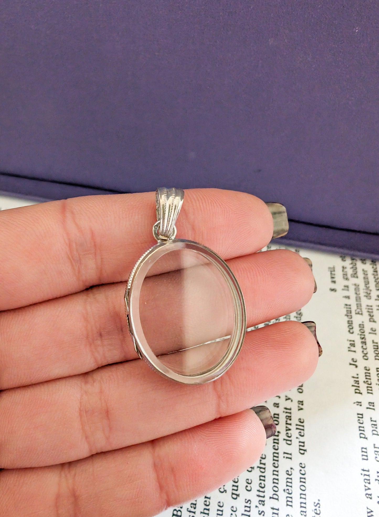 Antique French Beveled Glass Locket: Napoleon III Era Silver Shaker