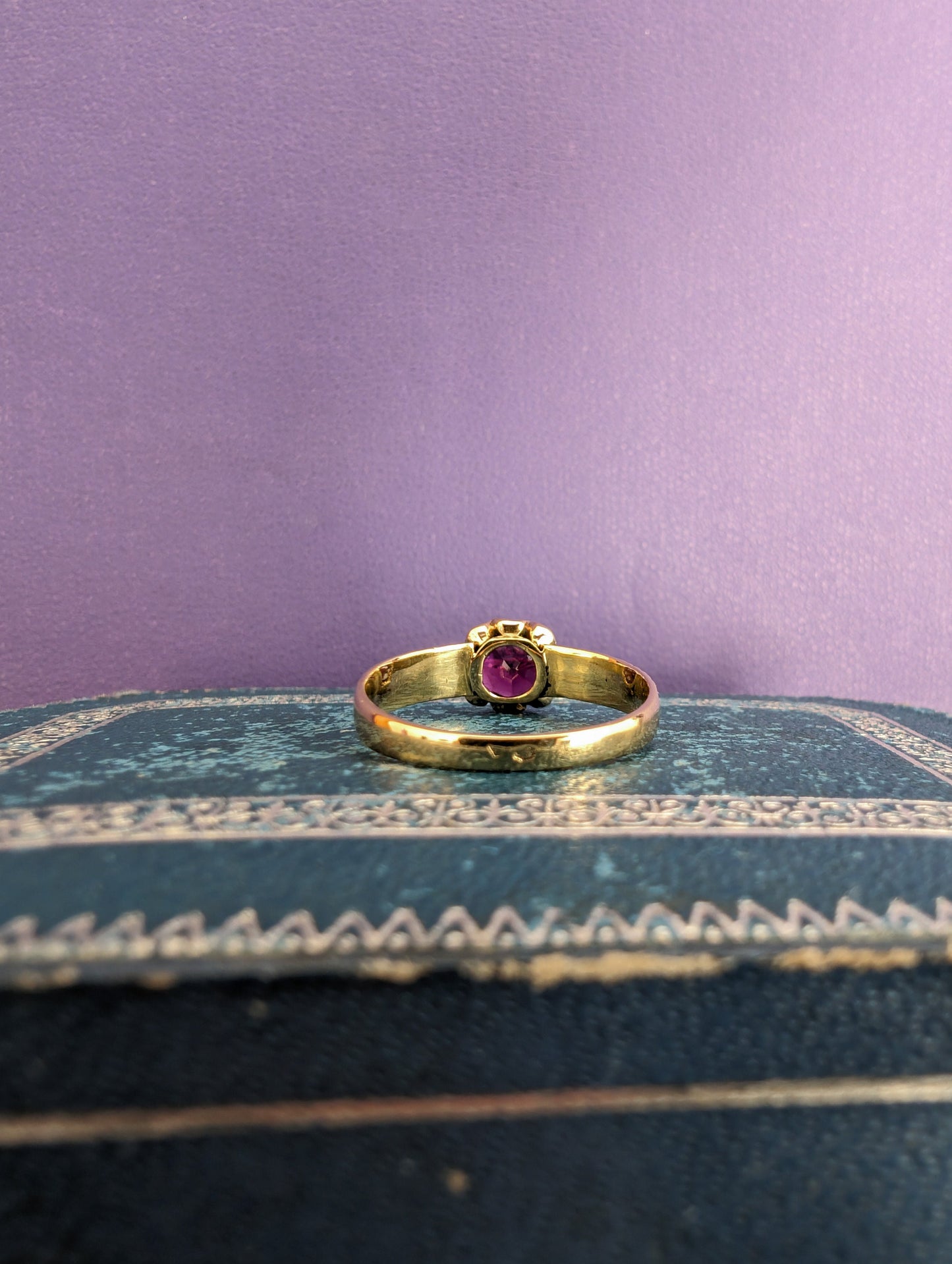 Antique French 18K Gold Crystal Ring: Victorian Napoleon III Era