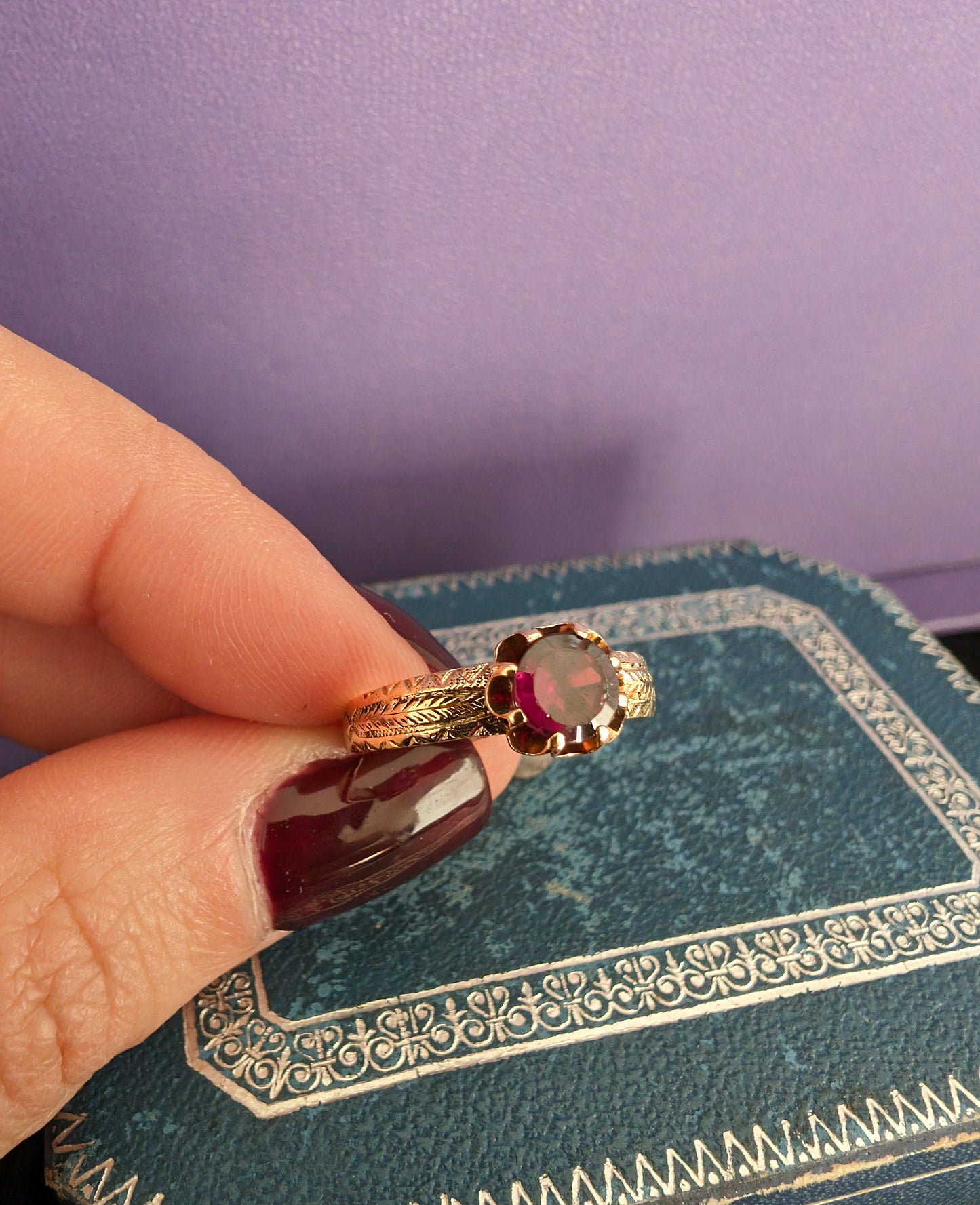 Antique French 18K Gold Crystal Ring: Victorian Napoleon III Era