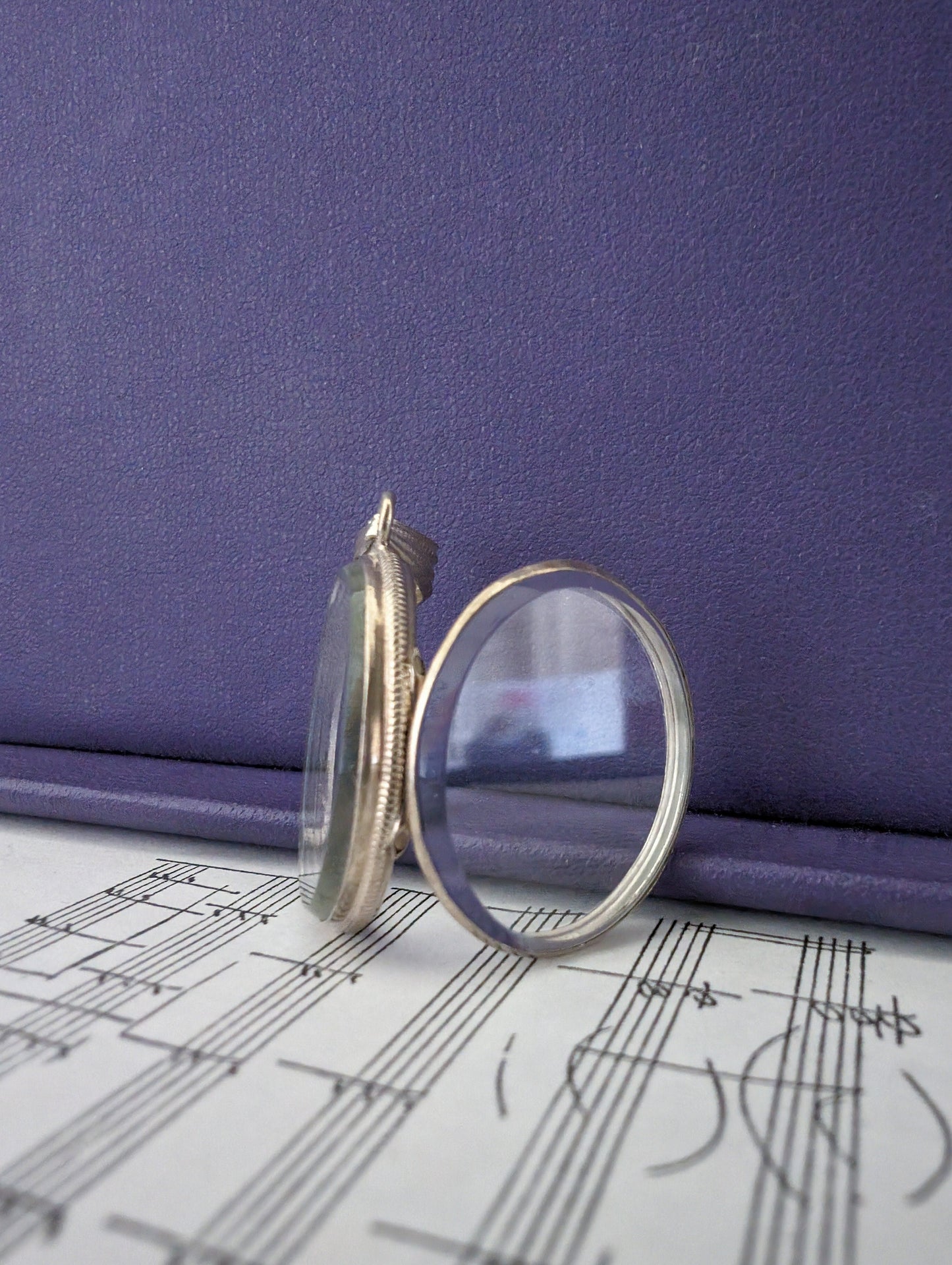 Antique French Beveled Glass Locket: Napoleon III Era Silver Shaker