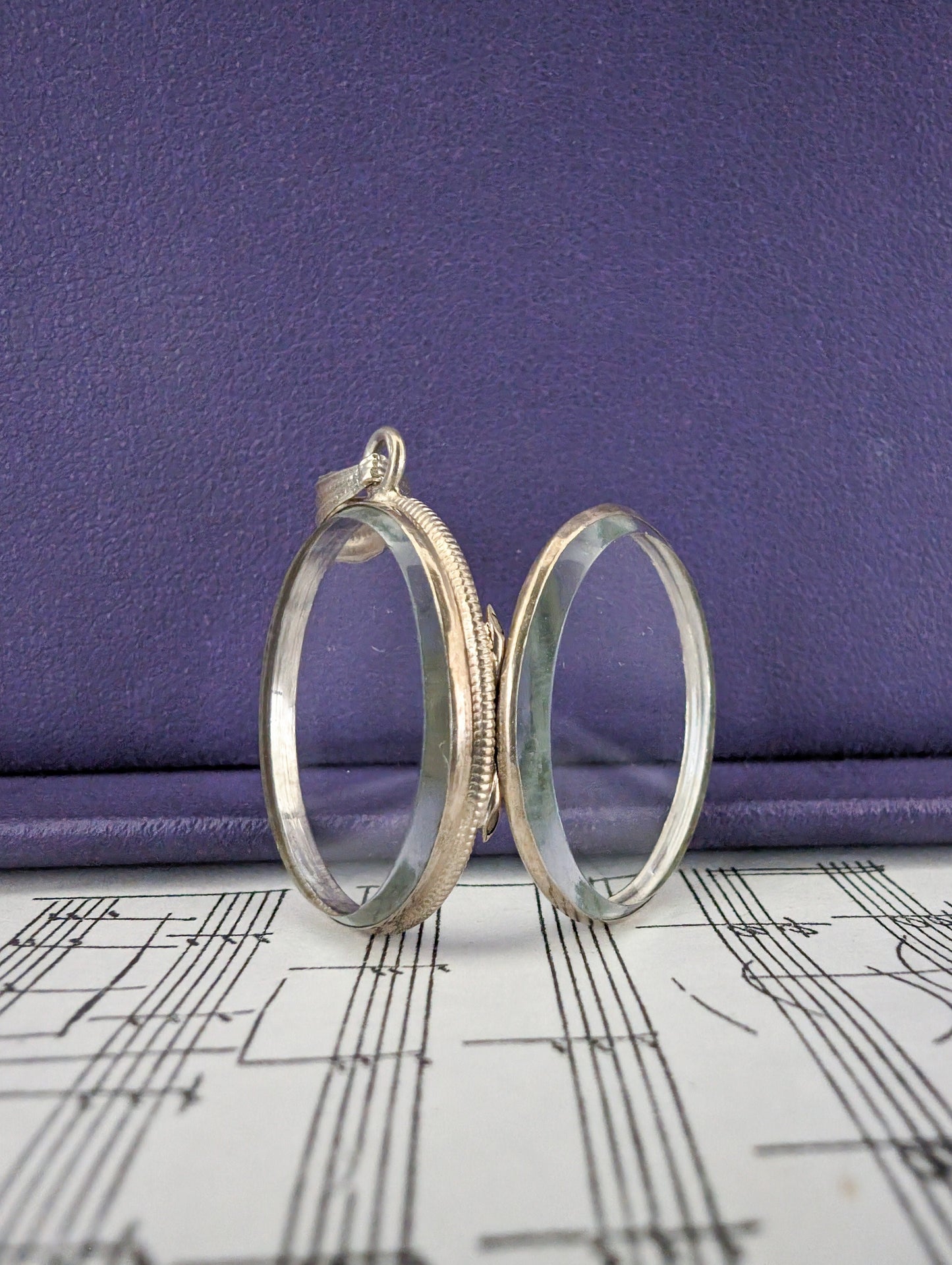 Antique French Beveled Glass Locket: Napoleon III Era Silver Shaker