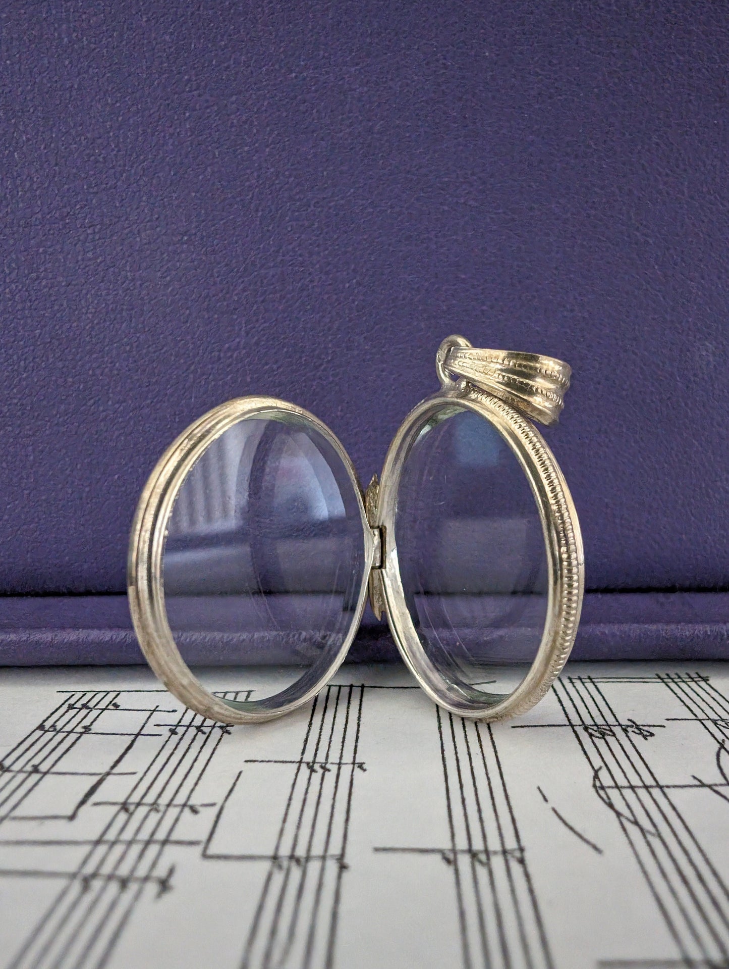 Antique French Beveled Glass Locket: Napoleon III Era Silver Shaker