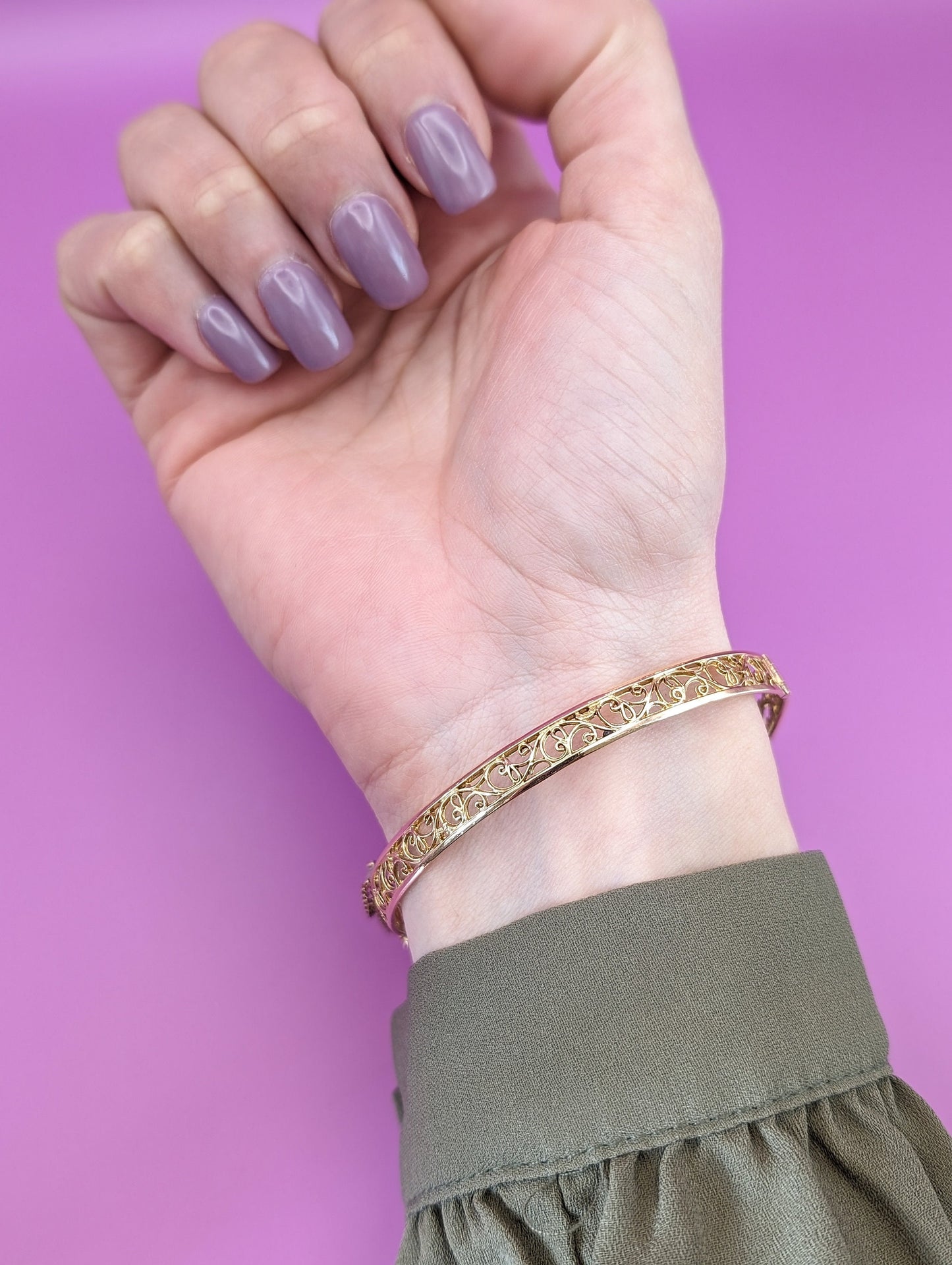 Antique 18K Gold Diamond & Pearl Bangle Bracelet, Belle Epoque French Jewelry