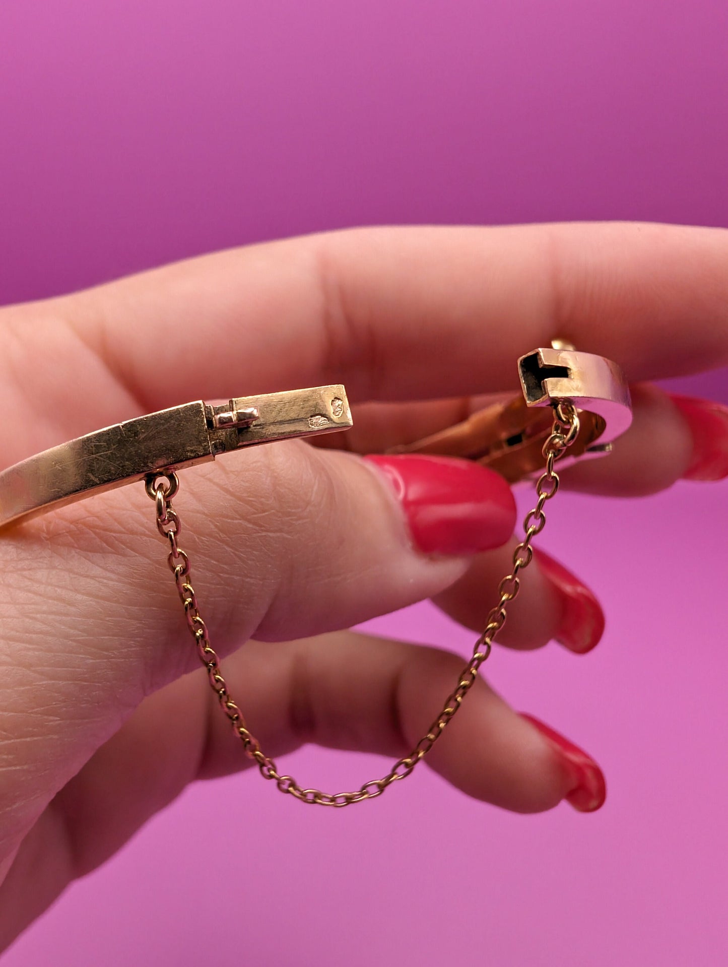 Antique 18K Gold Bangle Bracelet: Victorian Pearl Napoleon III Era