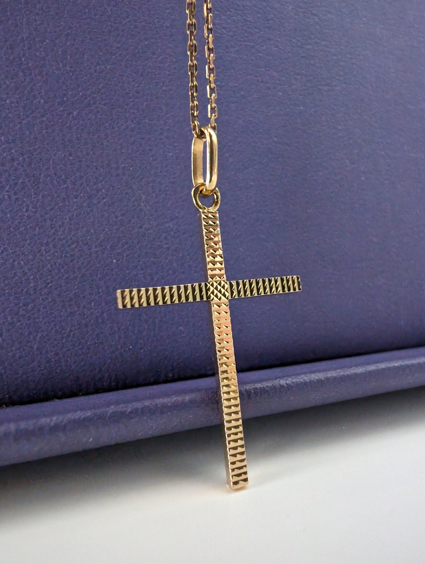 Vintage 18K Solid Gold Cross Pendant: French Religious Jewelry