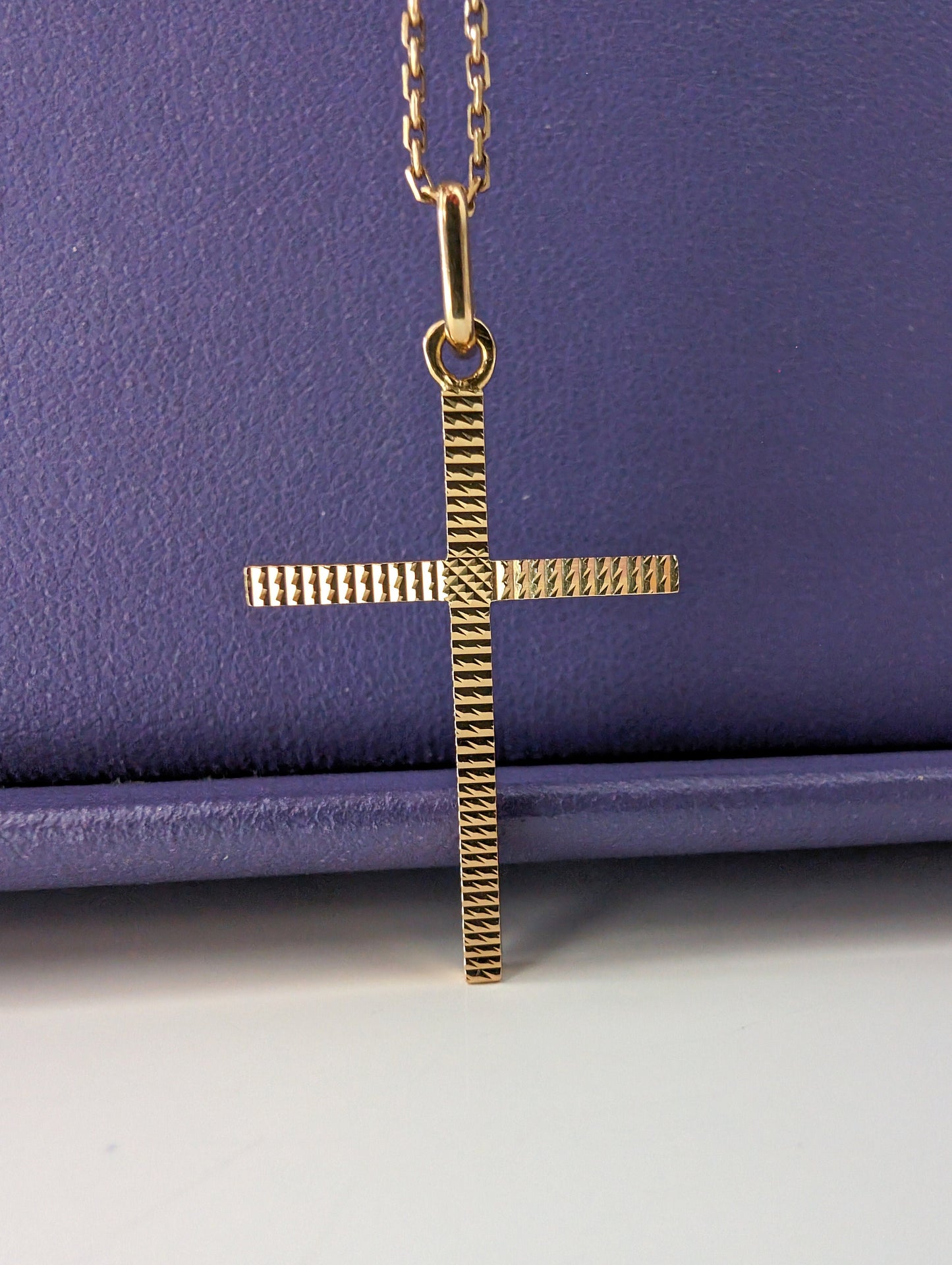 Vintage 18K Solid Gold Cross Pendant: French Religious Jewelry