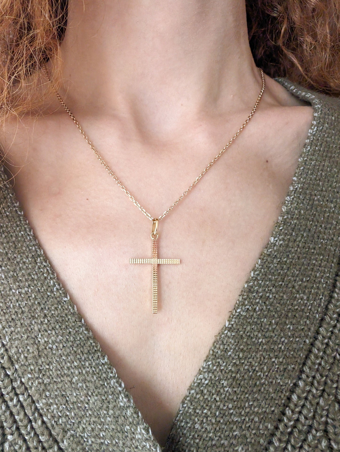 Vintage 18K Solid Gold Cross Pendant: French Religious Jewelry