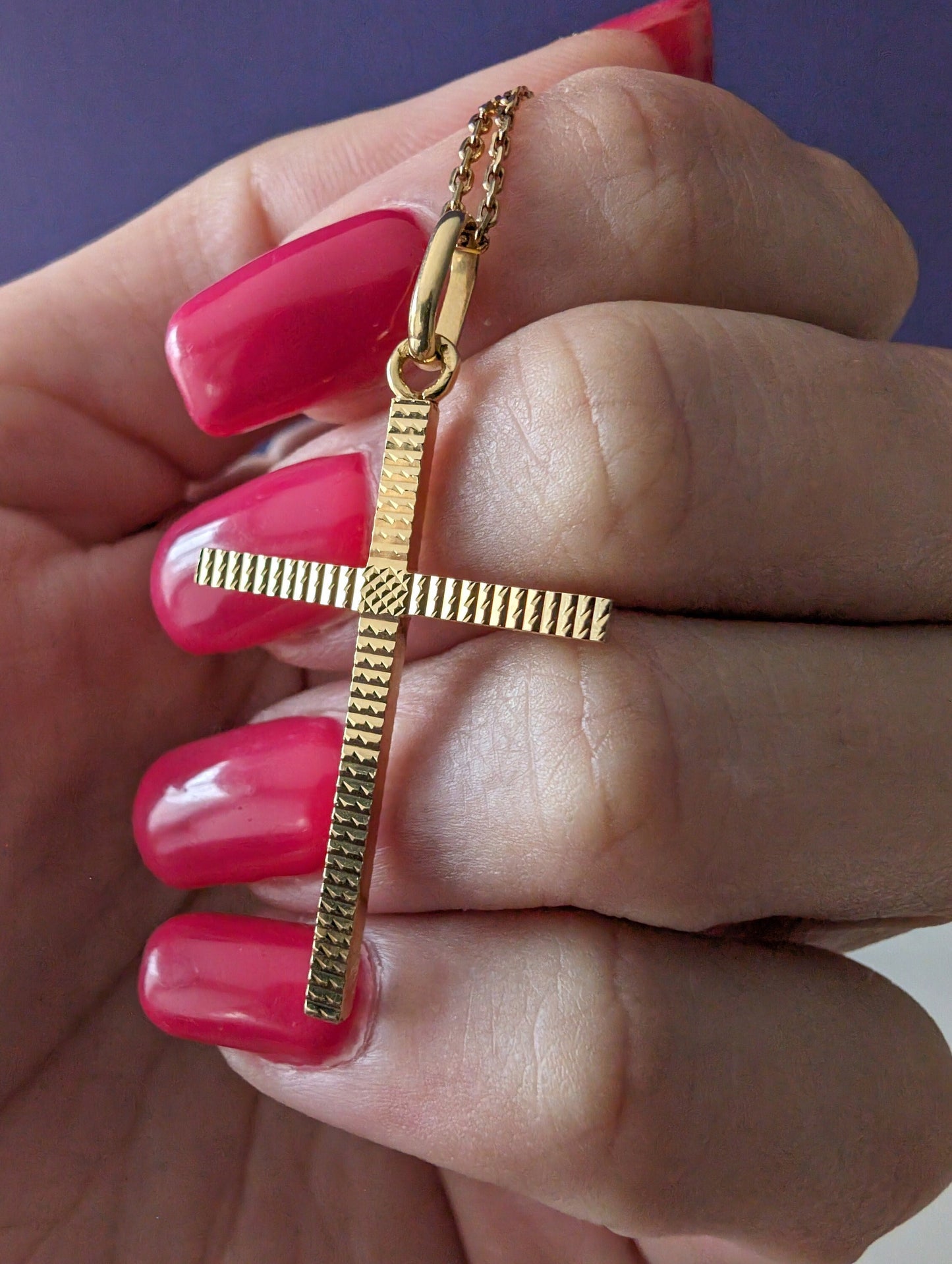 Vintage 18K Solid Gold Cross Pendant: French Religious Jewelry