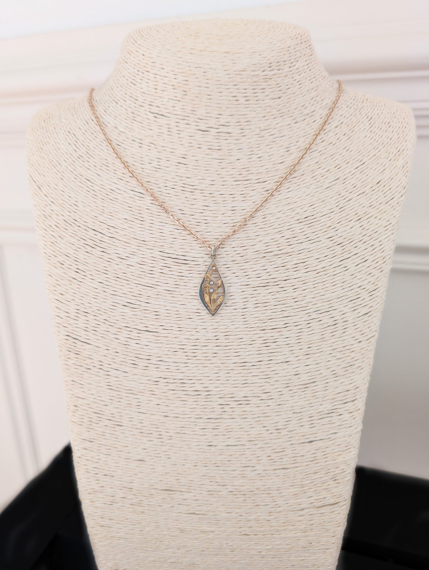 18K Gold Art Nouveau Pearl Pendant: Antique French Floral Jewelry