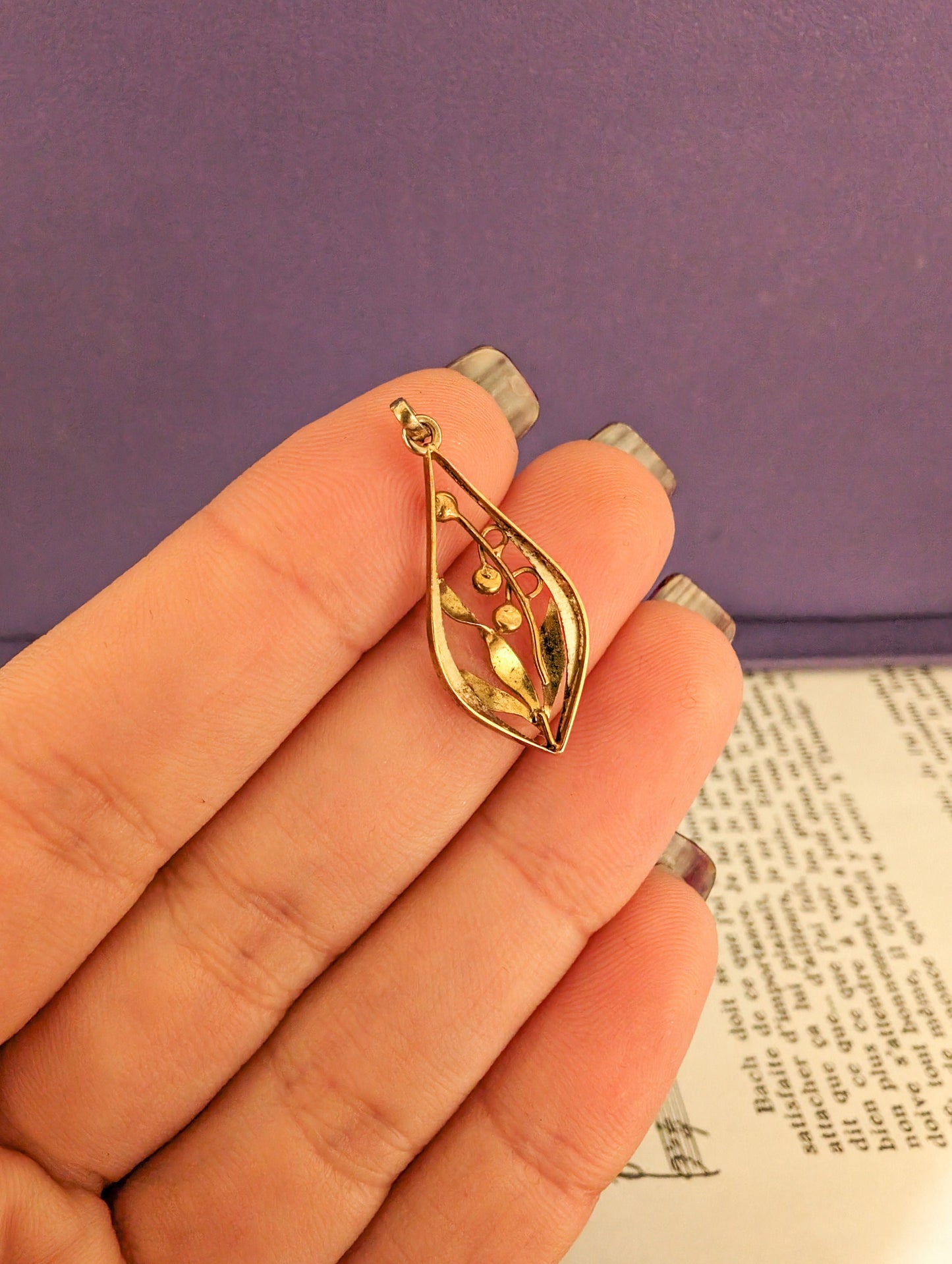 18K Gold Art Nouveau Pearl Pendant: Antique French Floral Jewelry