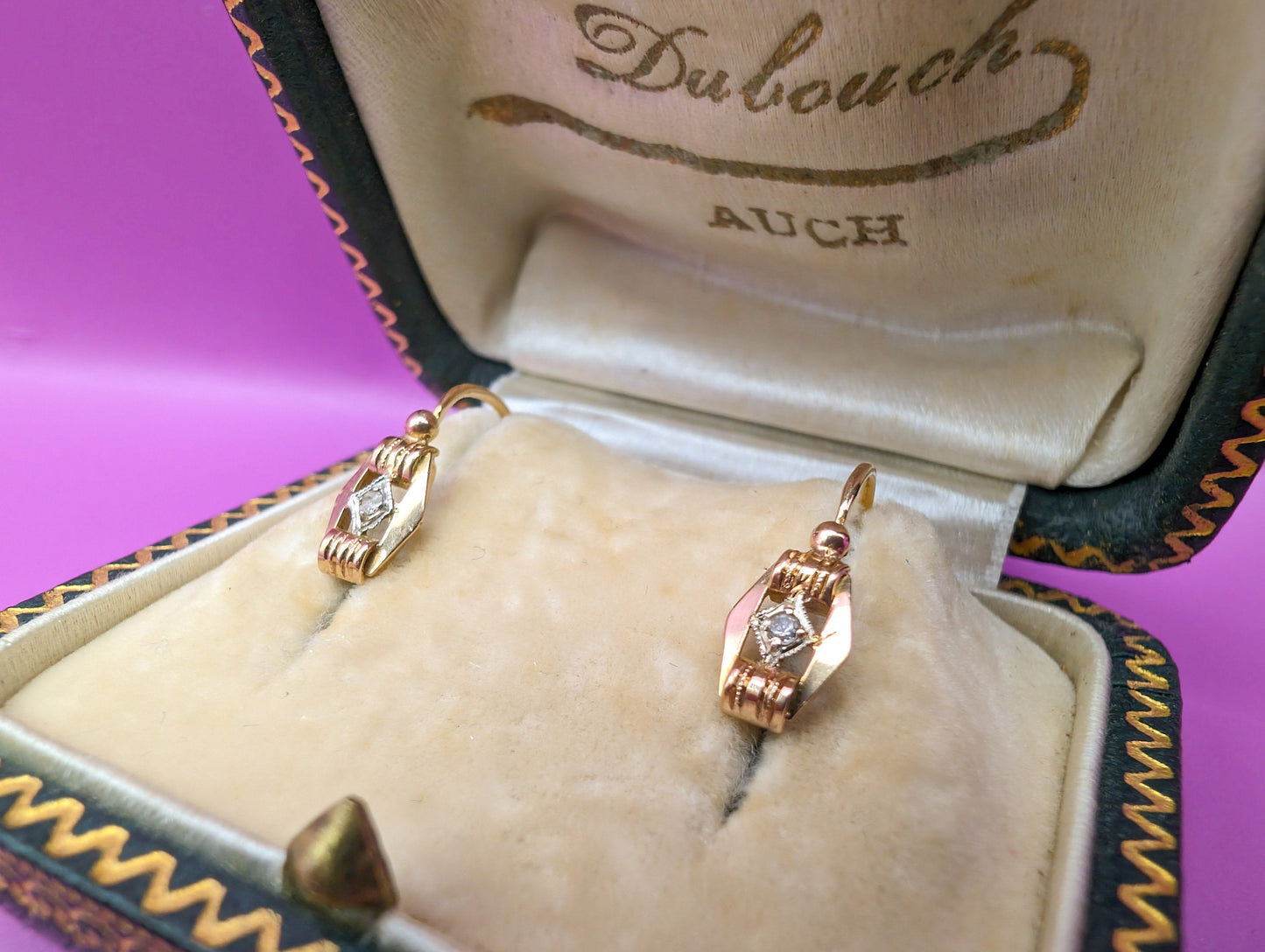 Antique 18K Gold Diamond Brisures: Victorian Napoleon III Earrings