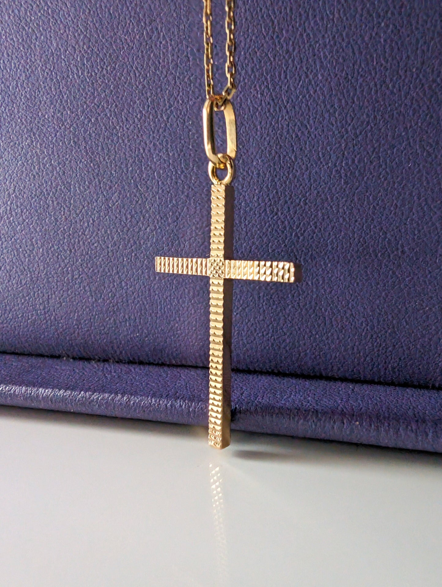 Vintage 18K Solid Gold Cross Pendant: French Religious Jewelry