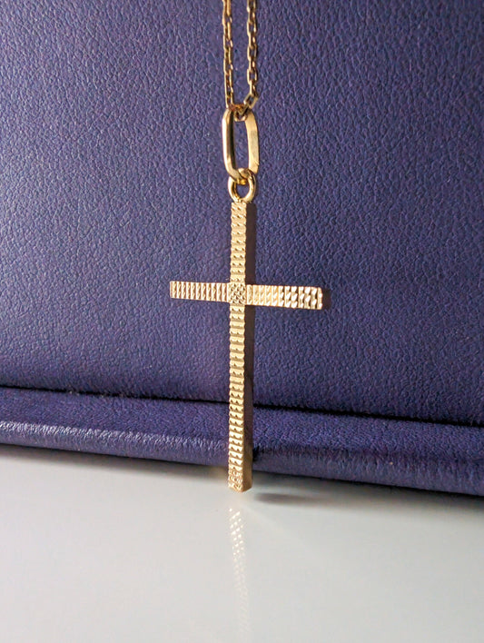 Vintage 18K Solid Gold Cross Pendant: French Religious Jewelry