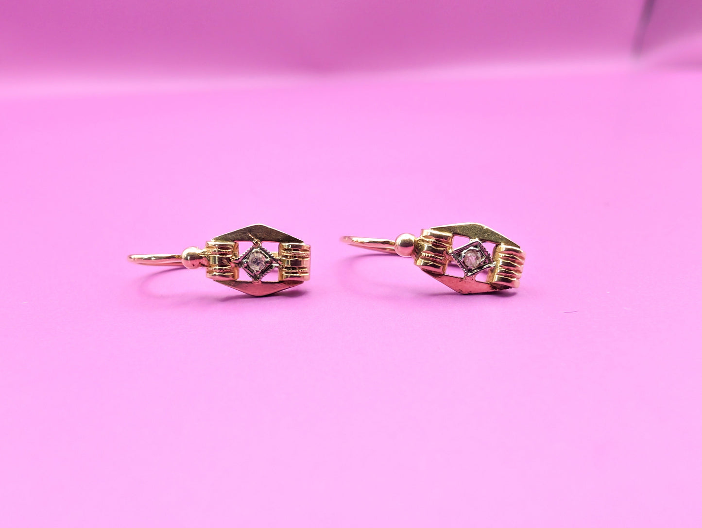 Antique 18K Gold Diamond Brisures: Victorian Napoleon III Earrings