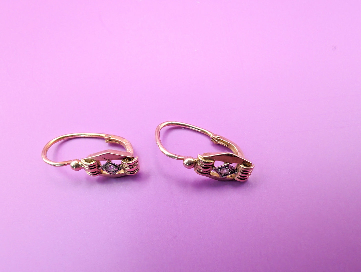 Antique 18K Gold Diamond Brisures: Victorian Napoleon III Earrings