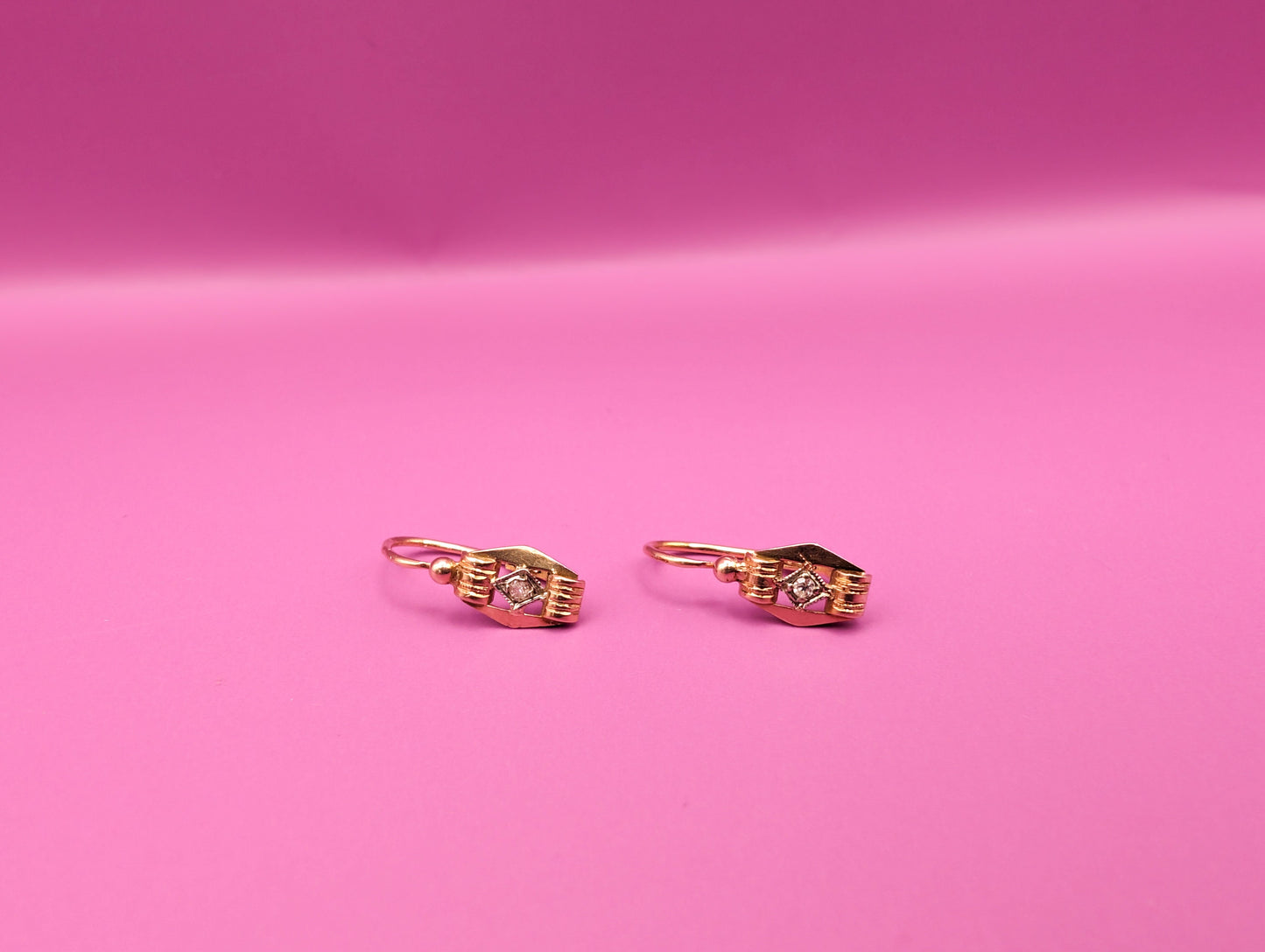 Antique 18K Gold Diamond Brisures: Victorian Napoleon III Earrings