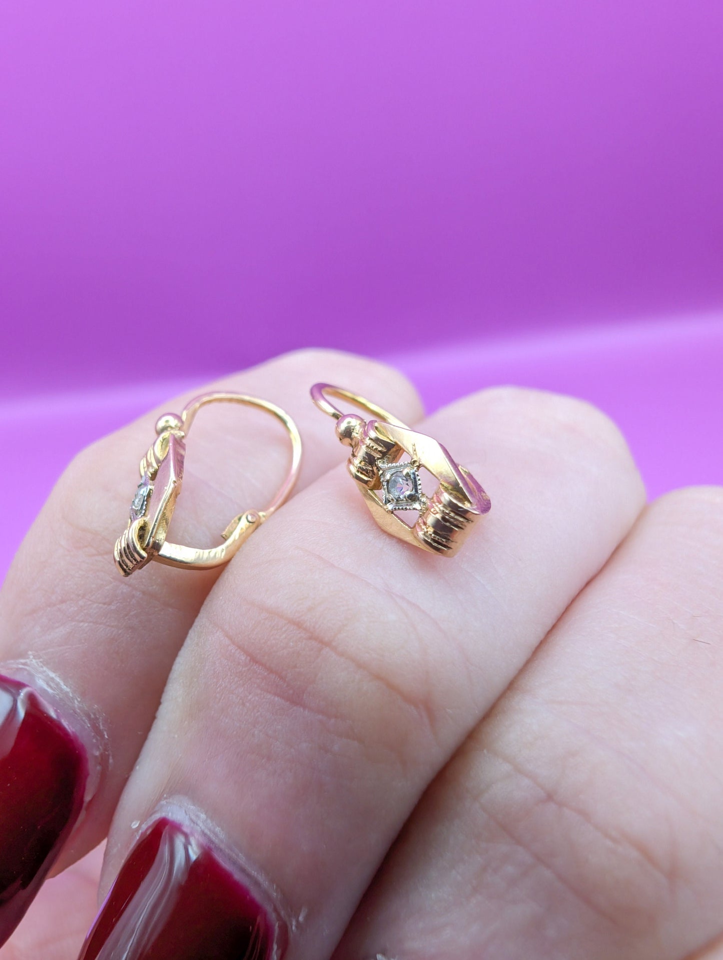 Antique 18K Gold Diamond Brisures: Victorian Napoleon III Earrings