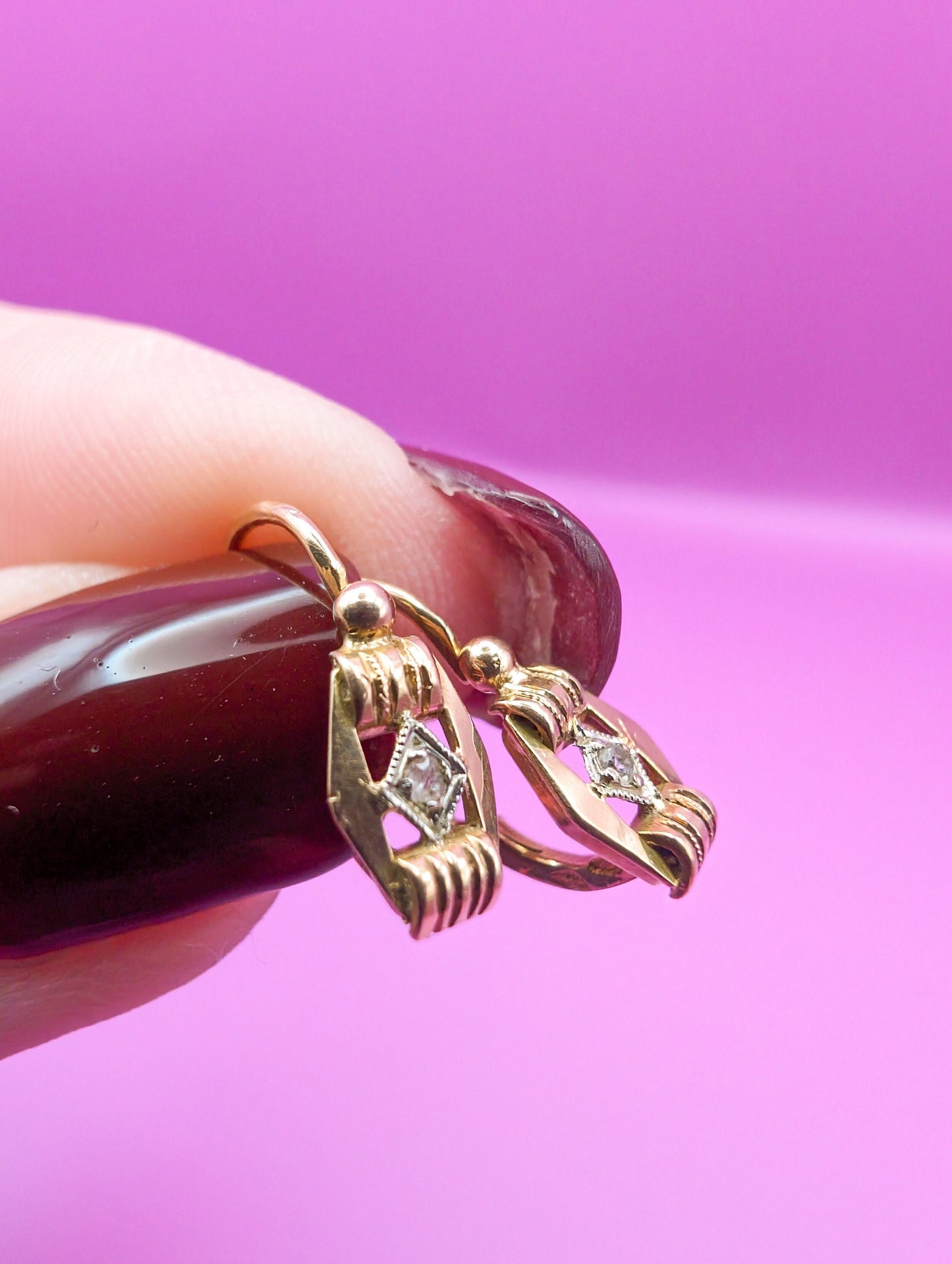 Antique 18K Gold Diamond Brisures: Victorian Napoleon III Earrings