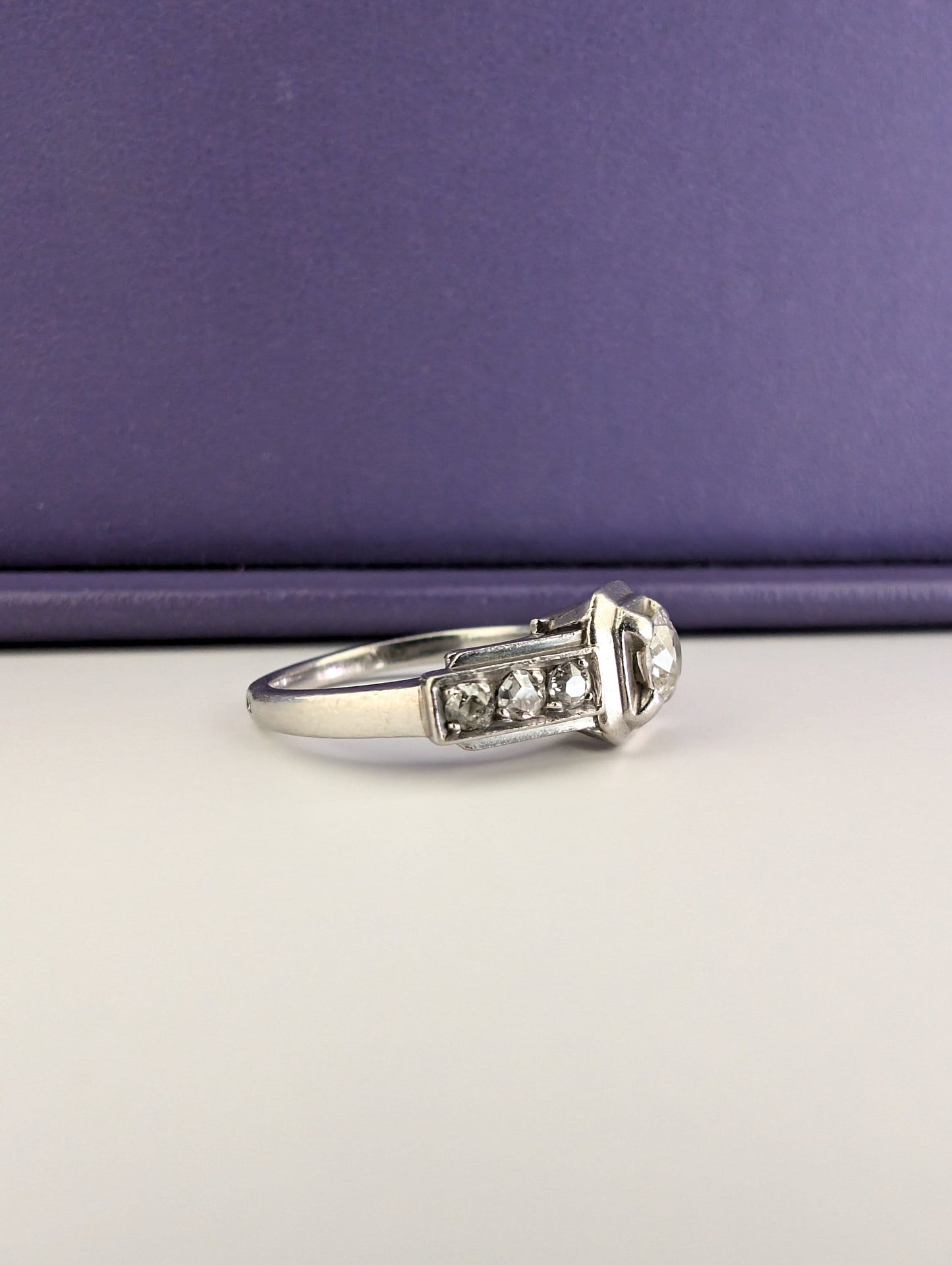 Art Deco Diamond Engagement Ring: Platinum, Rose Cut Diamonds, Circa 1920