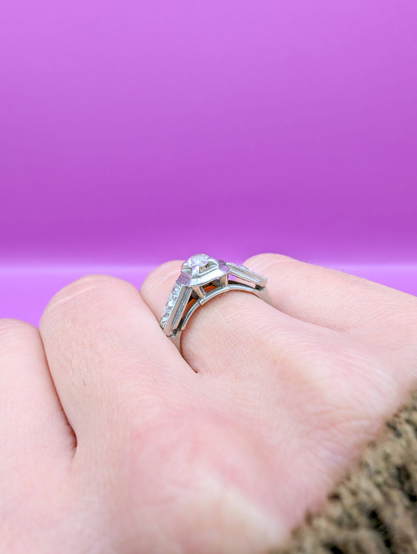 Art Deco Diamond Engagement Ring: Platinum, Rose Cut Diamonds, Circa 1920