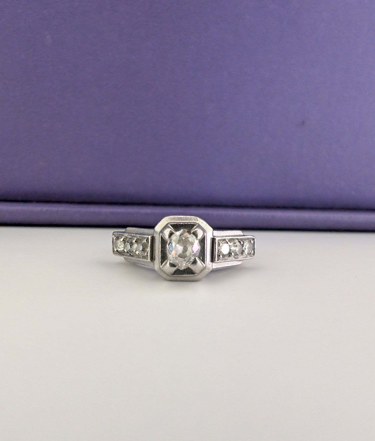 Art Deco Diamond Engagement Ring: Platinum, Rose Cut Diamonds, Circa 1920