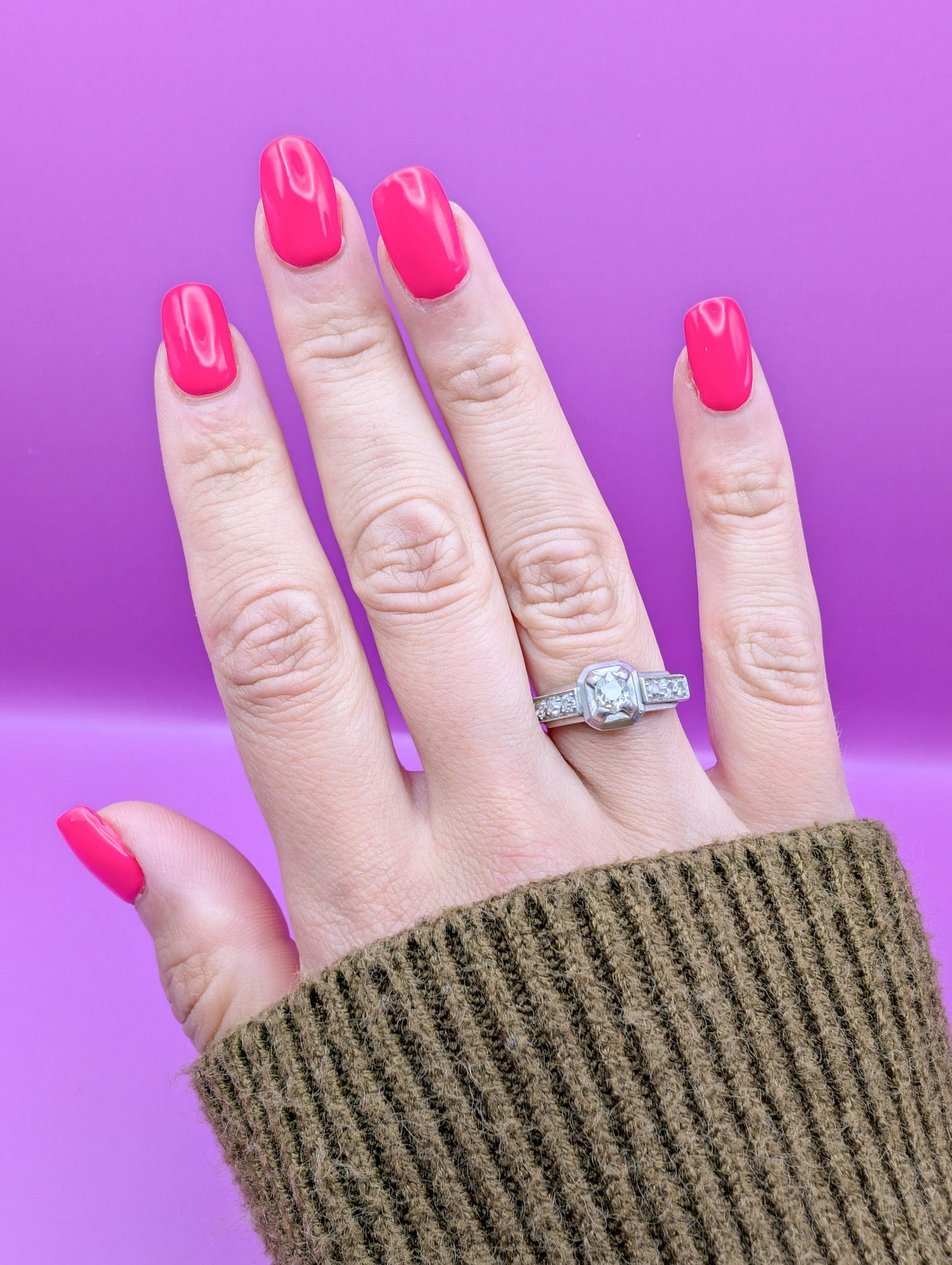 Art Deco Diamond Engagement Ring: Platinum, Rose Cut Diamonds, Circa 1920