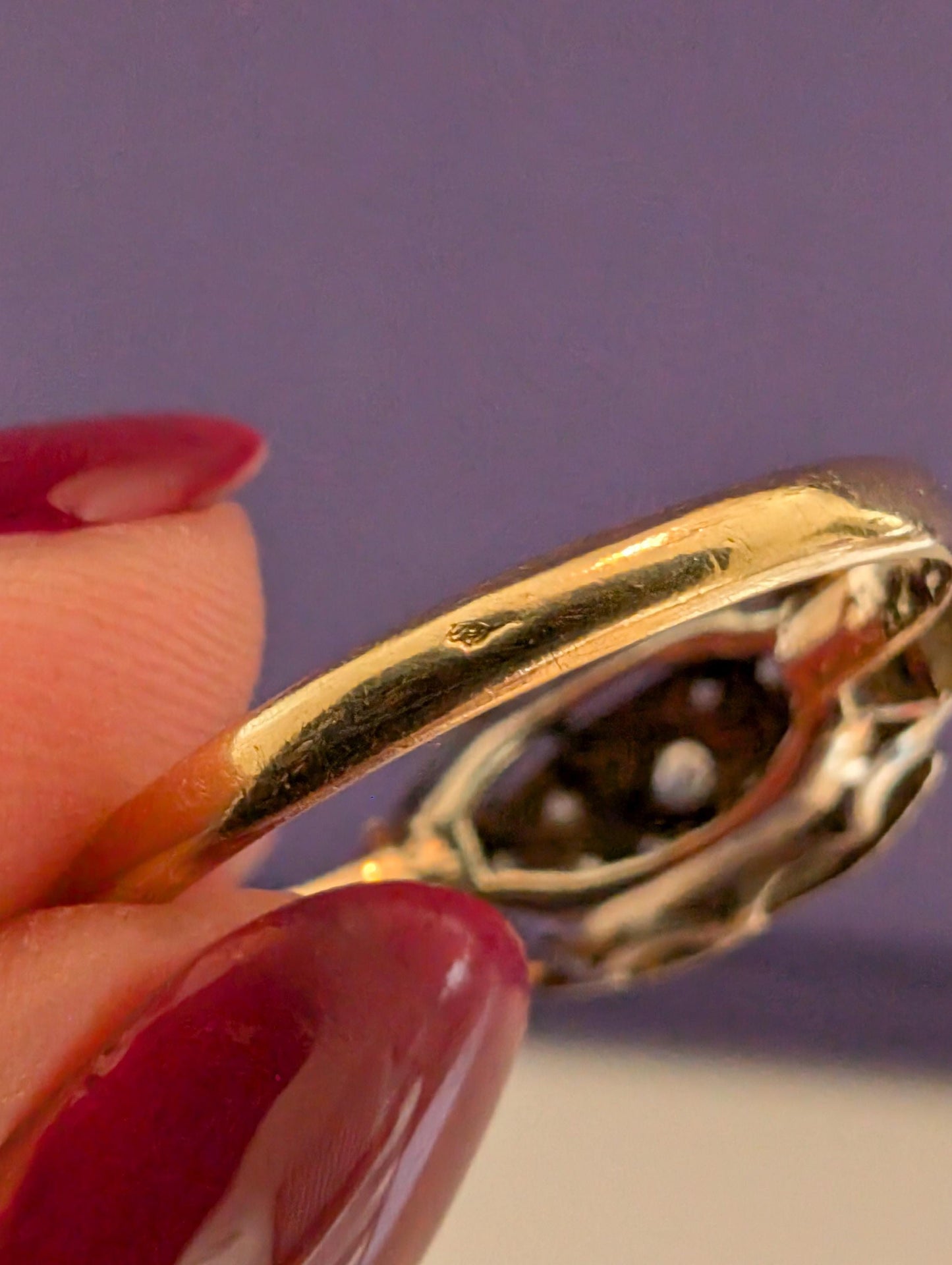 18K Gold Art Deco Diamond Ring - French Engagement Ring