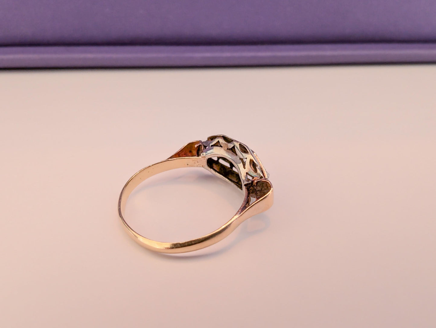 18K Gold Art Deco Diamond Ring - French Engagement Ring