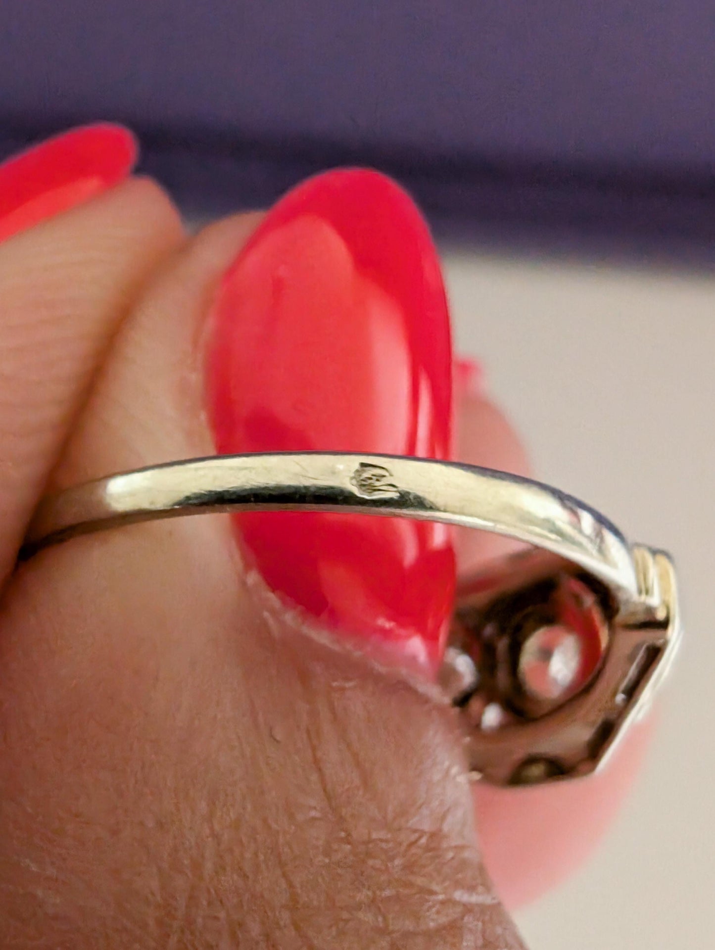 Antique 18K White Gold Diamond Ring: French Art Deco Engagement Ring