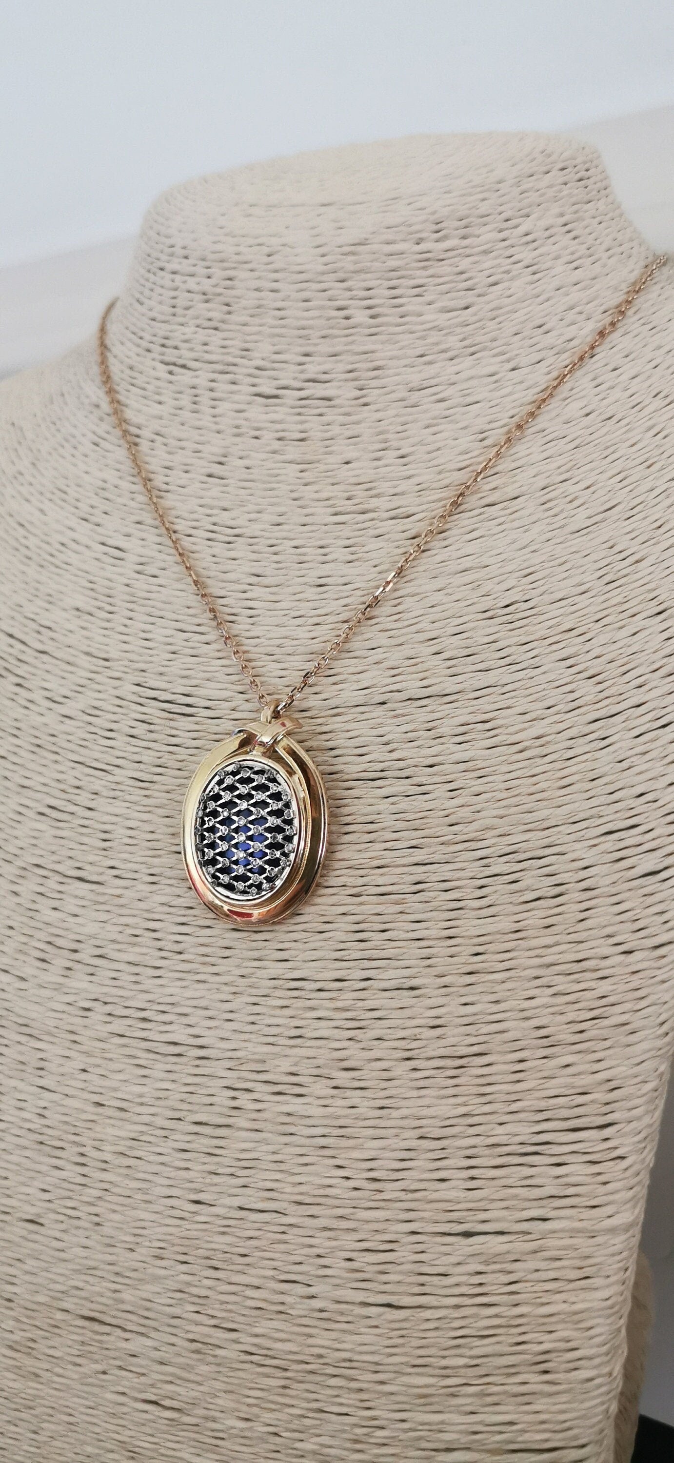1850s Victorian 18K Gold Diamond Enamel Pendant