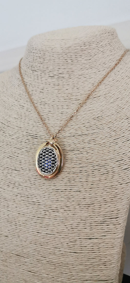 1850s Victorian 18K Gold Diamond Enamel Pendant
