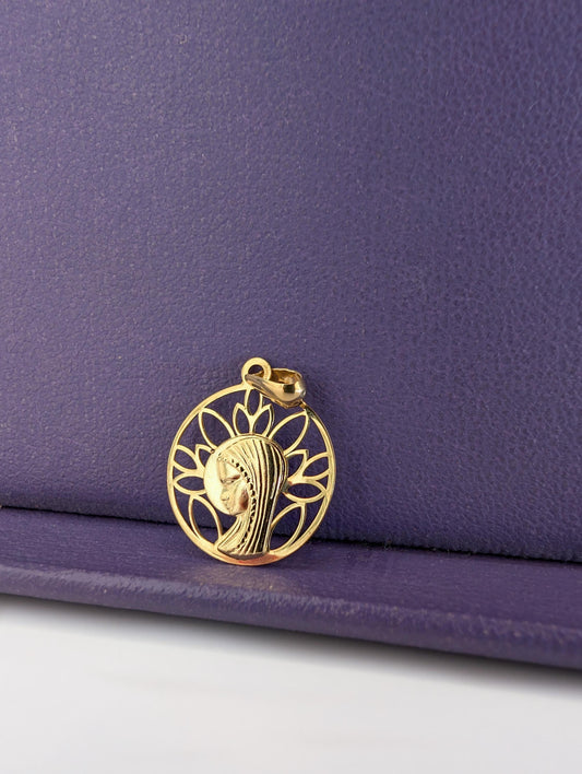 Vintage 18K Gold Virgin Mary Medal - French Catholic Pendant