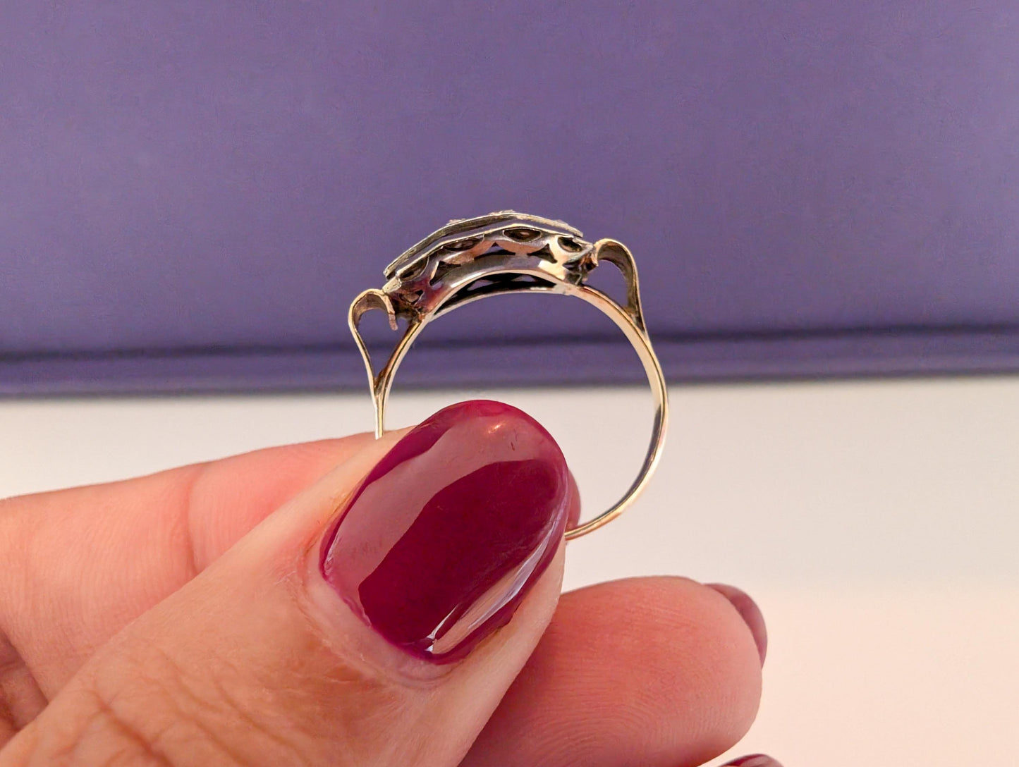 18K Gold Art Deco Diamond Ring - French Engagement Ring