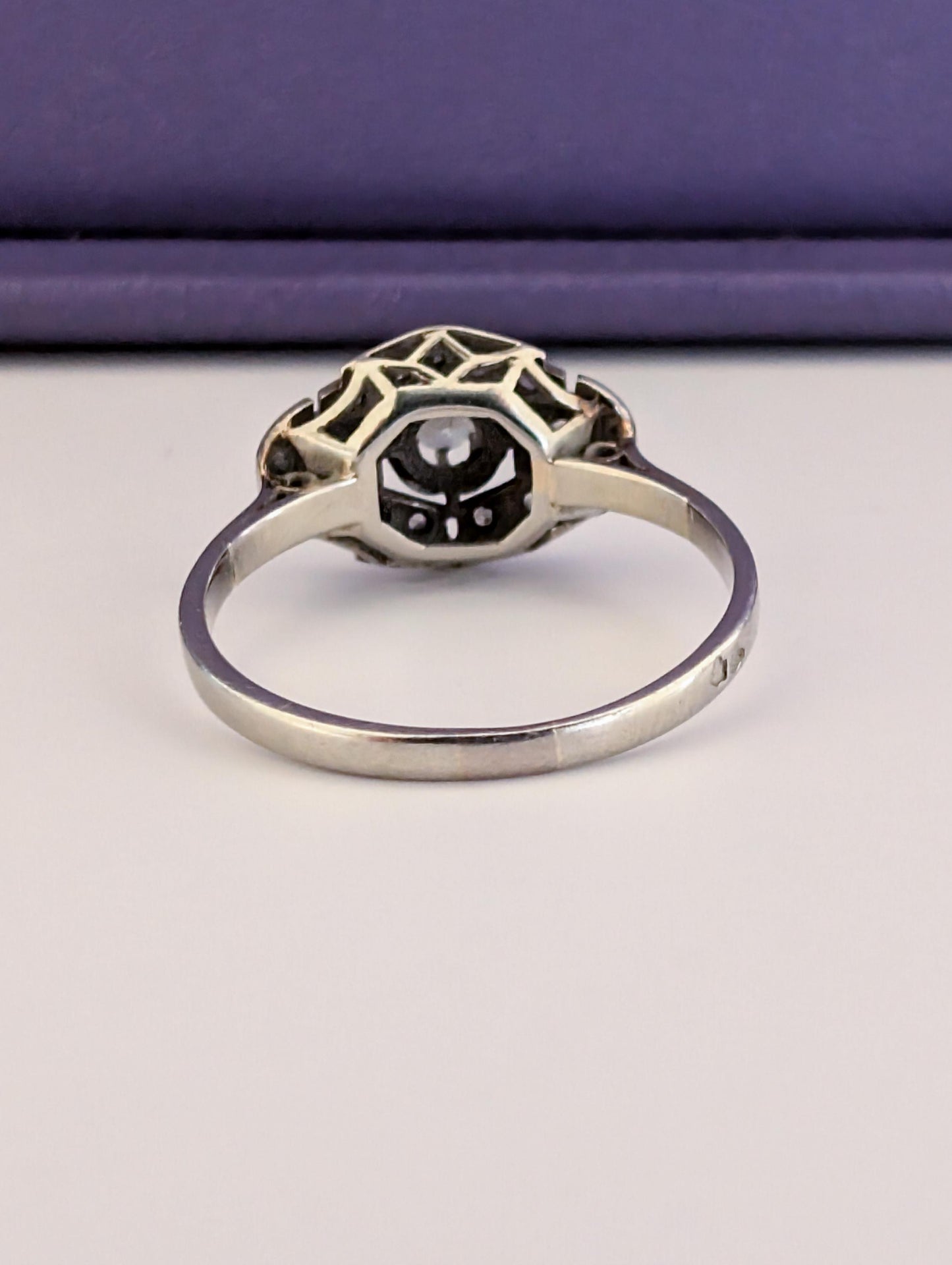 Art Deco Diamond Engagement Ring: 18K Gold & Platinum, French Antique Ring