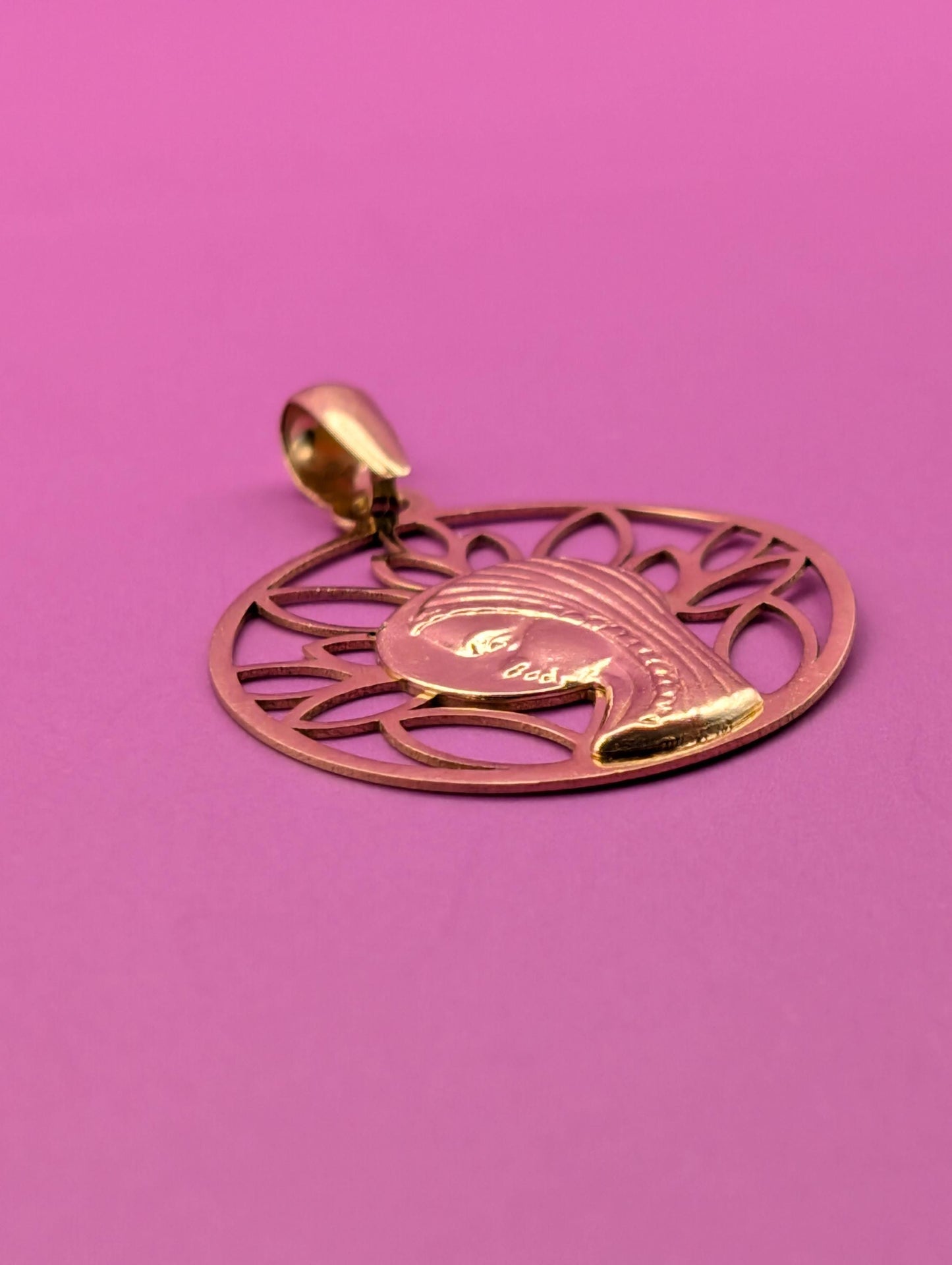 Vintage 18K Gold Virgin Mary Medal - French Catholic Pendant