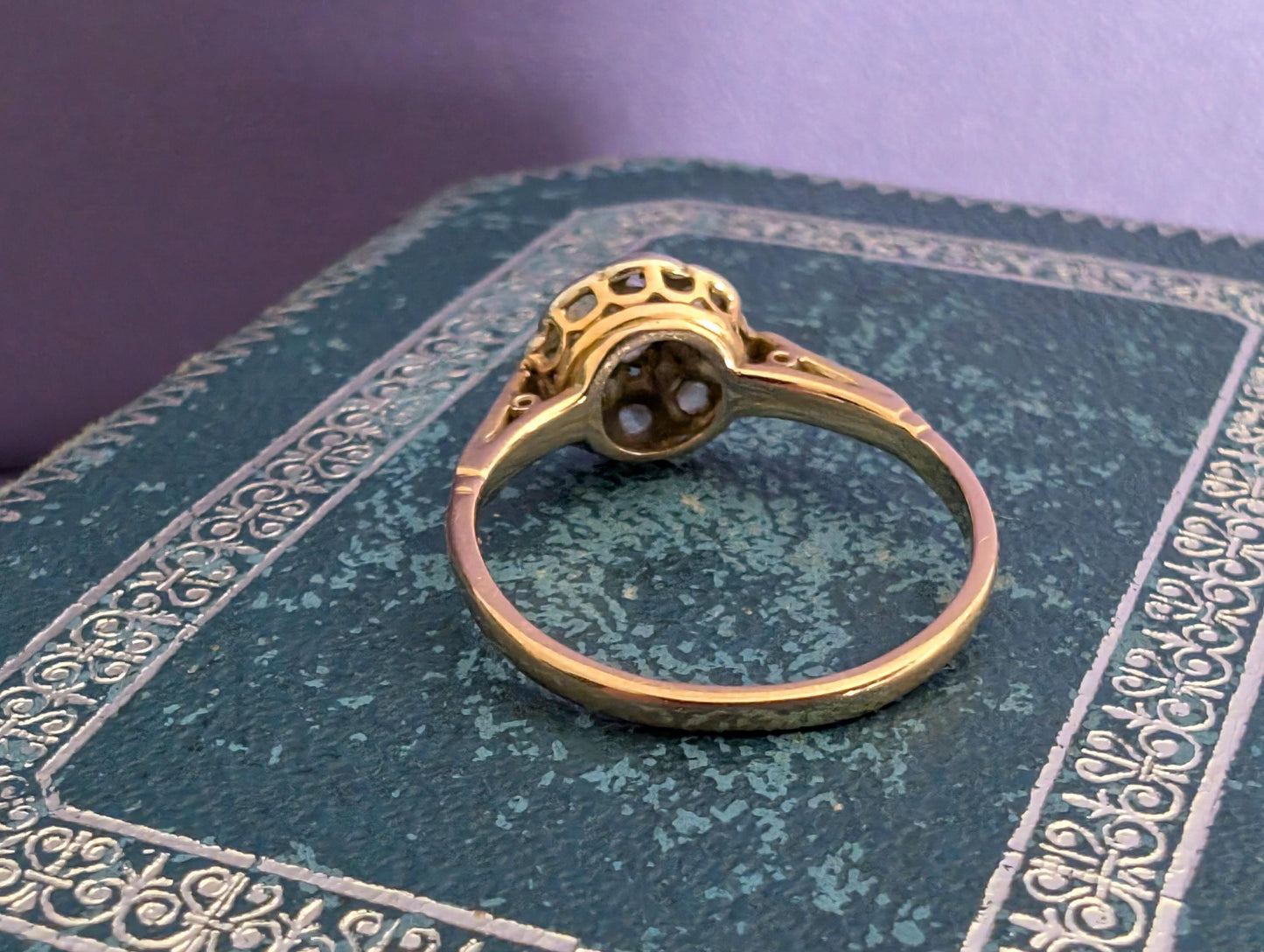 Edwardian 18K Gold Diamond Ring: Antique French Engagement Ring