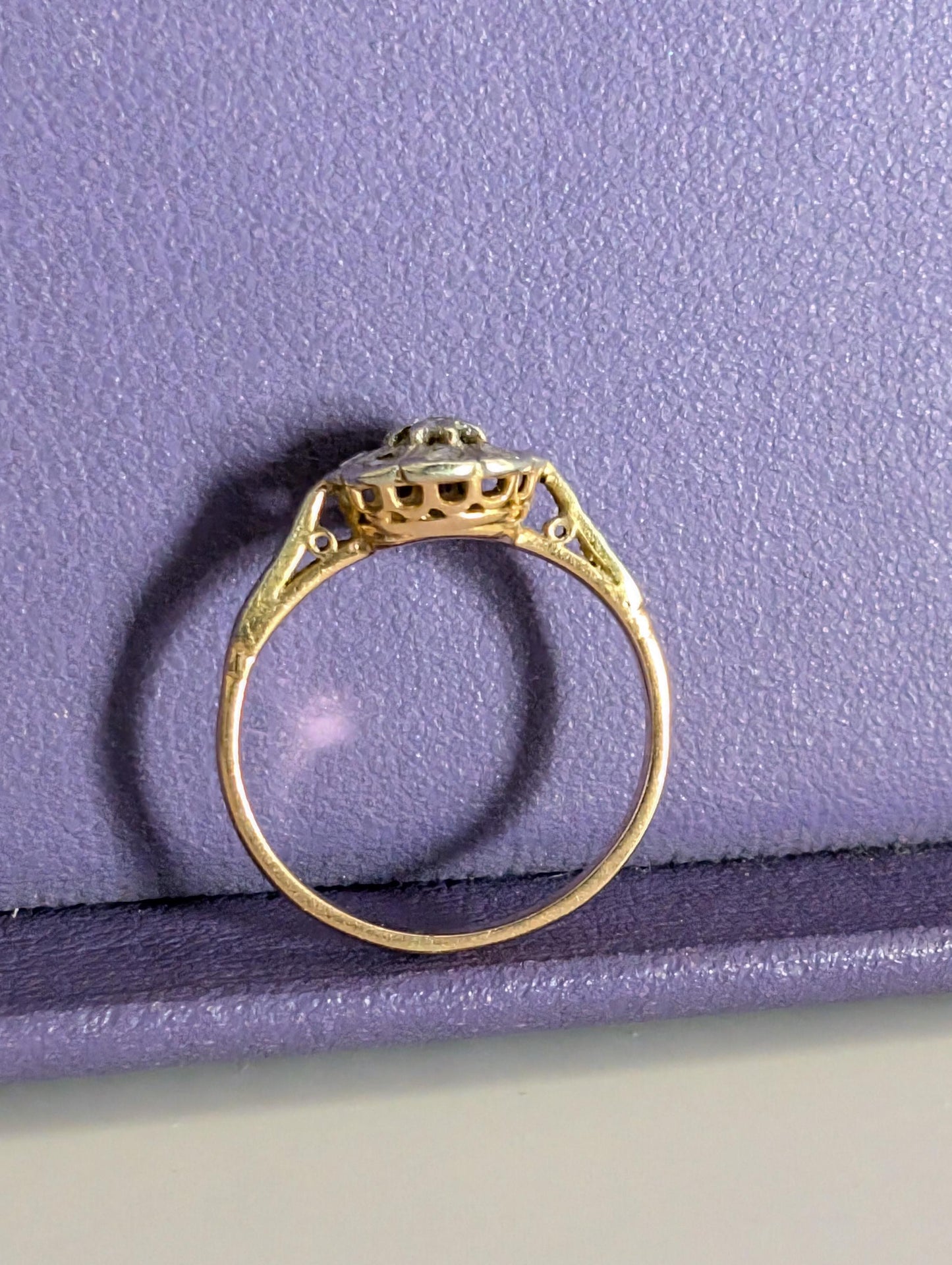 Edwardian 18K Gold Diamond Ring: Antique French Engagement Ring