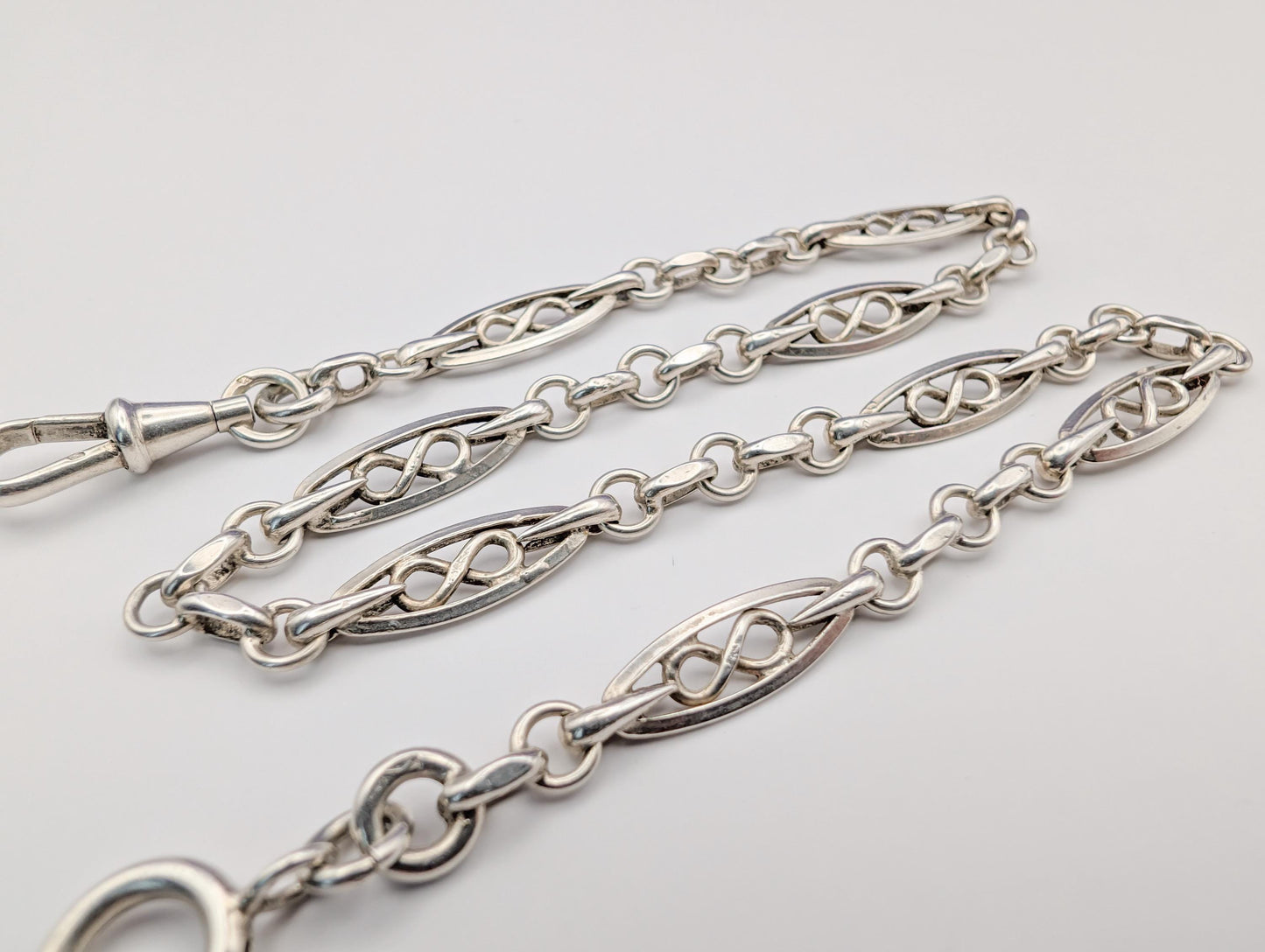 Antique Edwardian French Silver Watch Chain Bracelet Choker