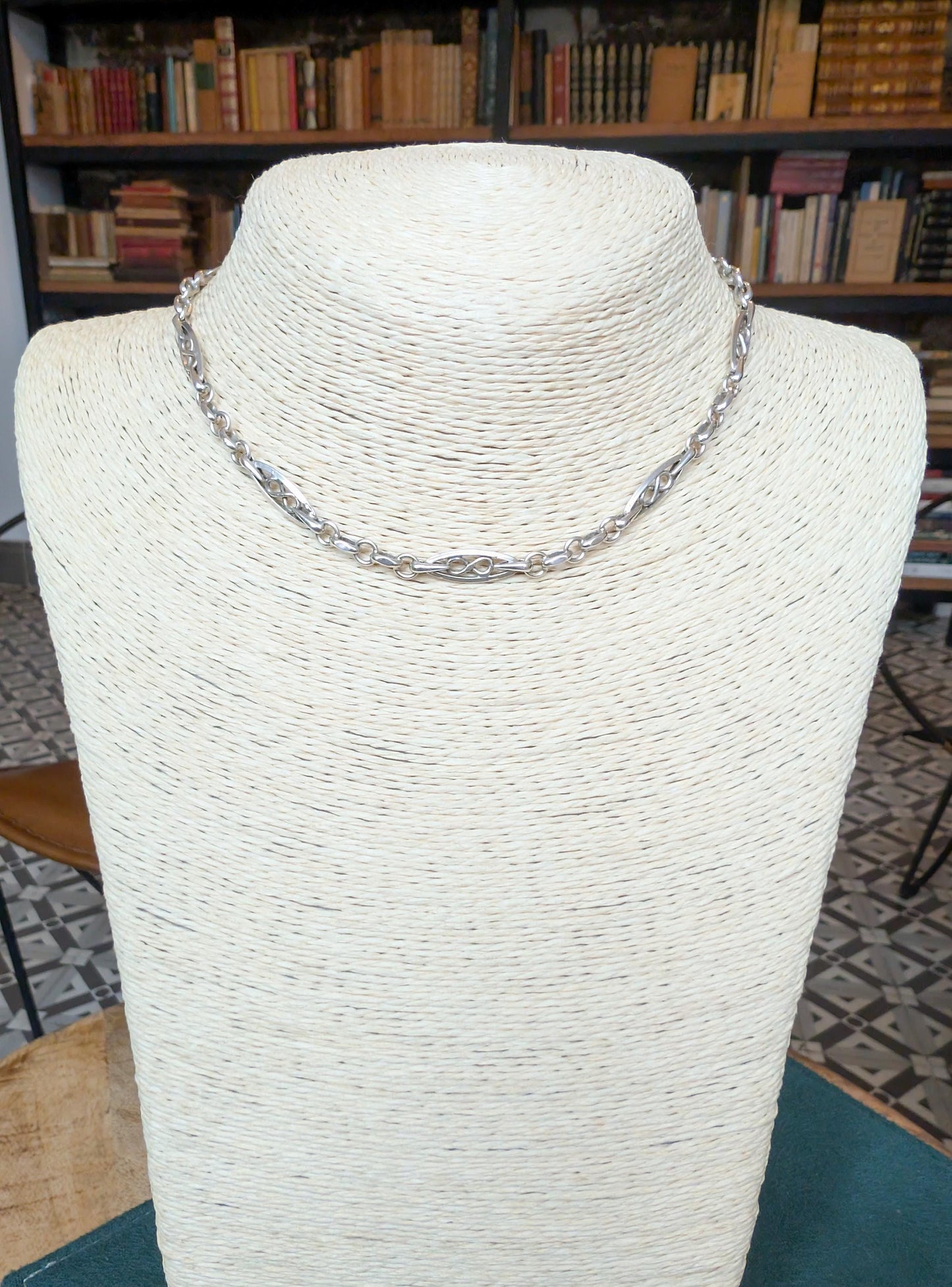 Antique Edwardian French Silver Watch Chain Bracelet Choker