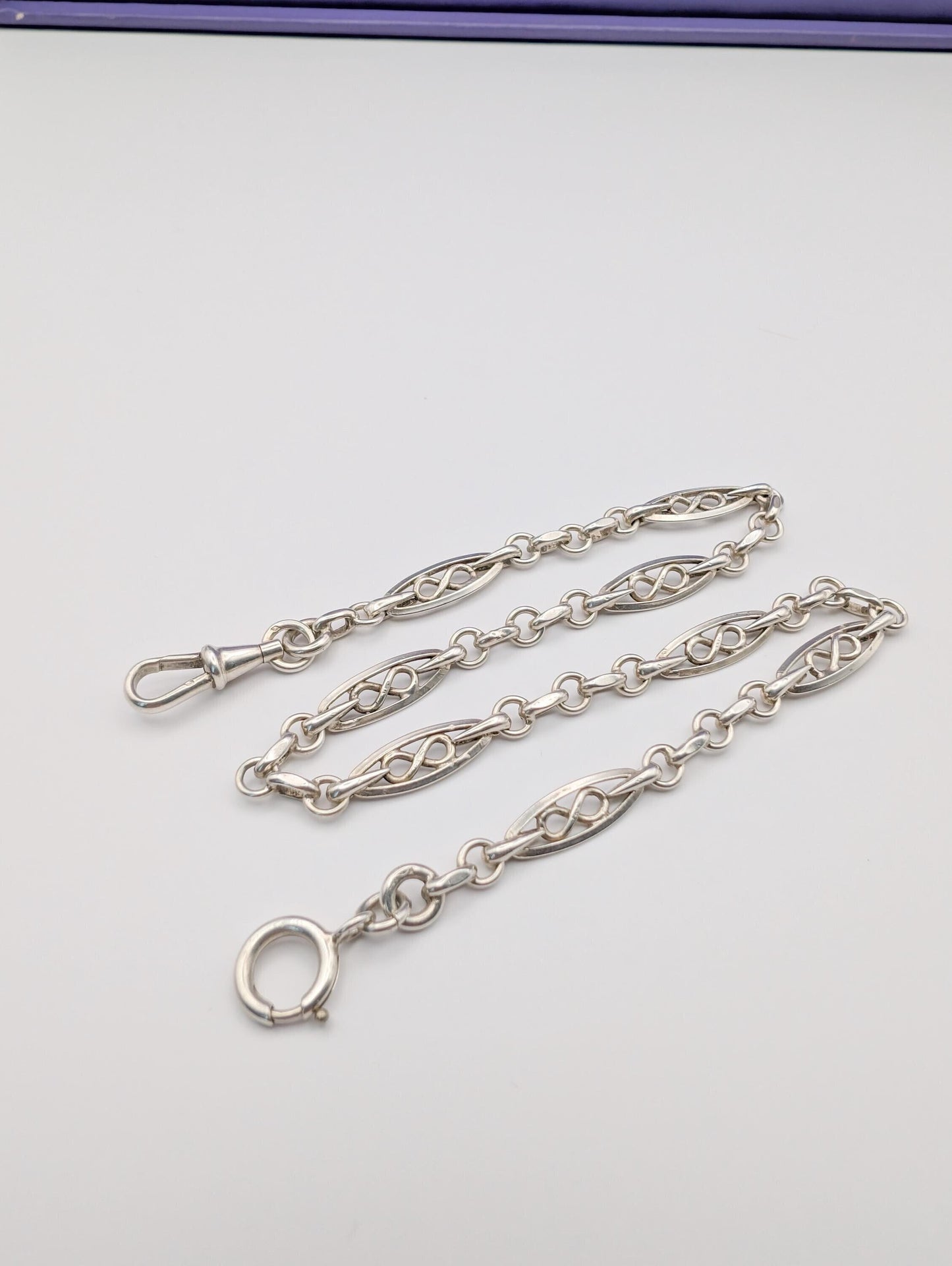 Antique Edwardian French Silver Watch Chain Bracelet Choker