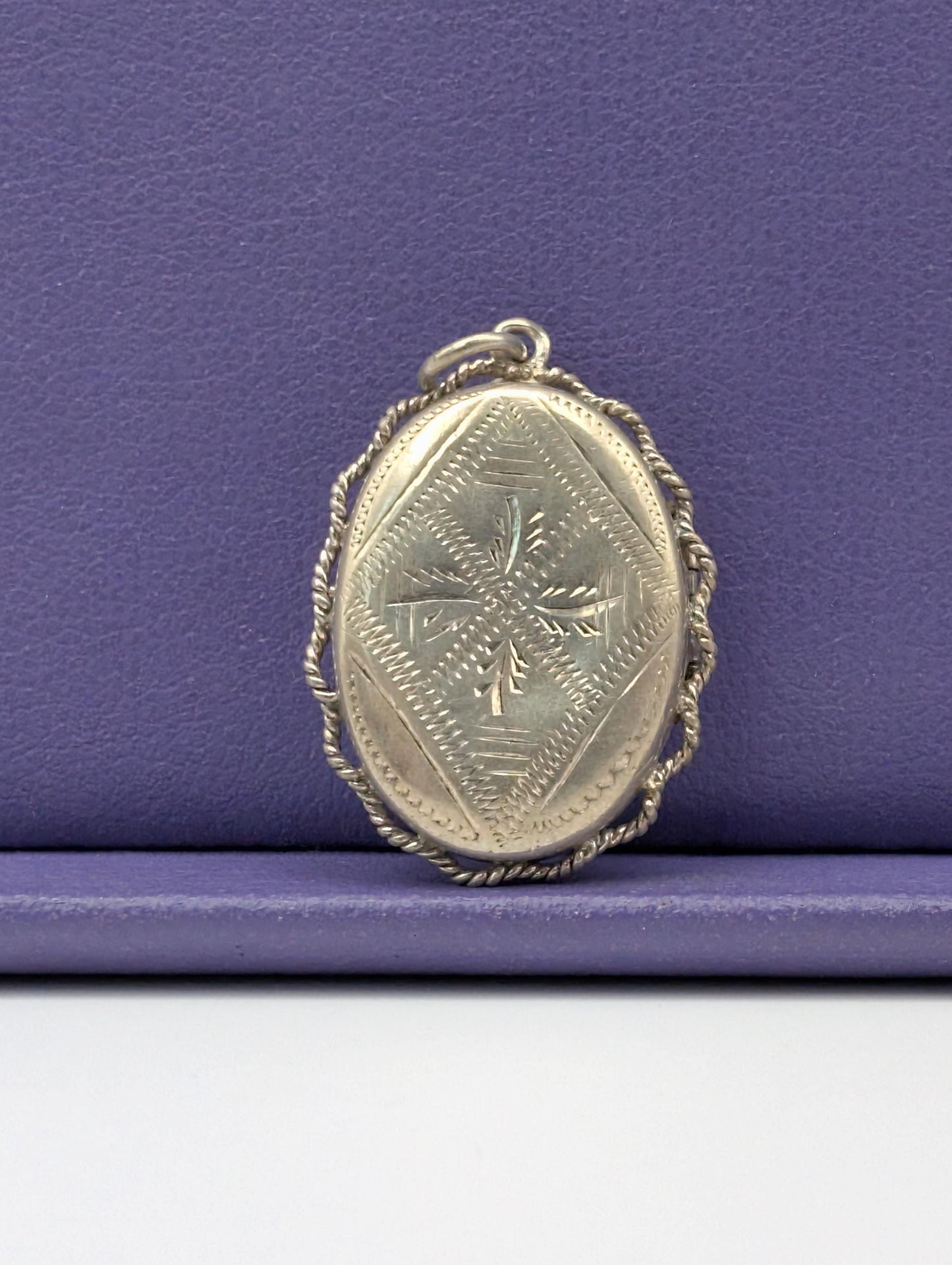 Victorian Silver Locket: Antique French Twisted Side Pendant, 1880s