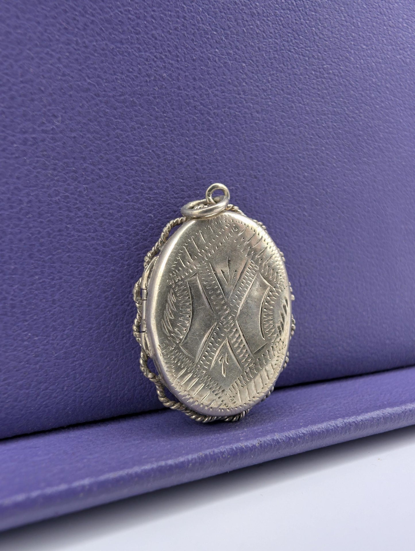 Victorian Silver Locket: Antique French Twisted Side Pendant, 1880s