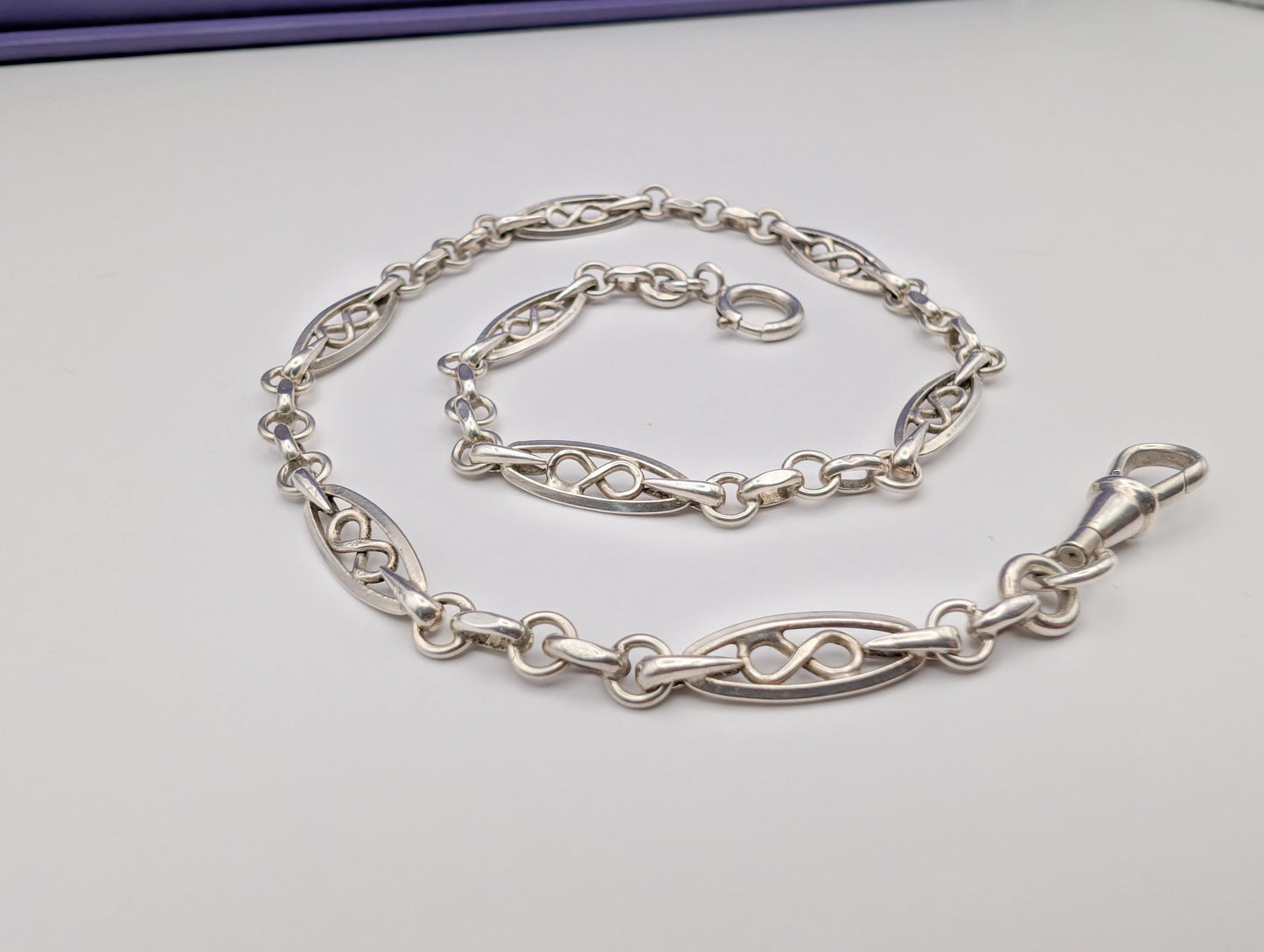 Antique Edwardian French Silver Watch Chain Bracelet Choker