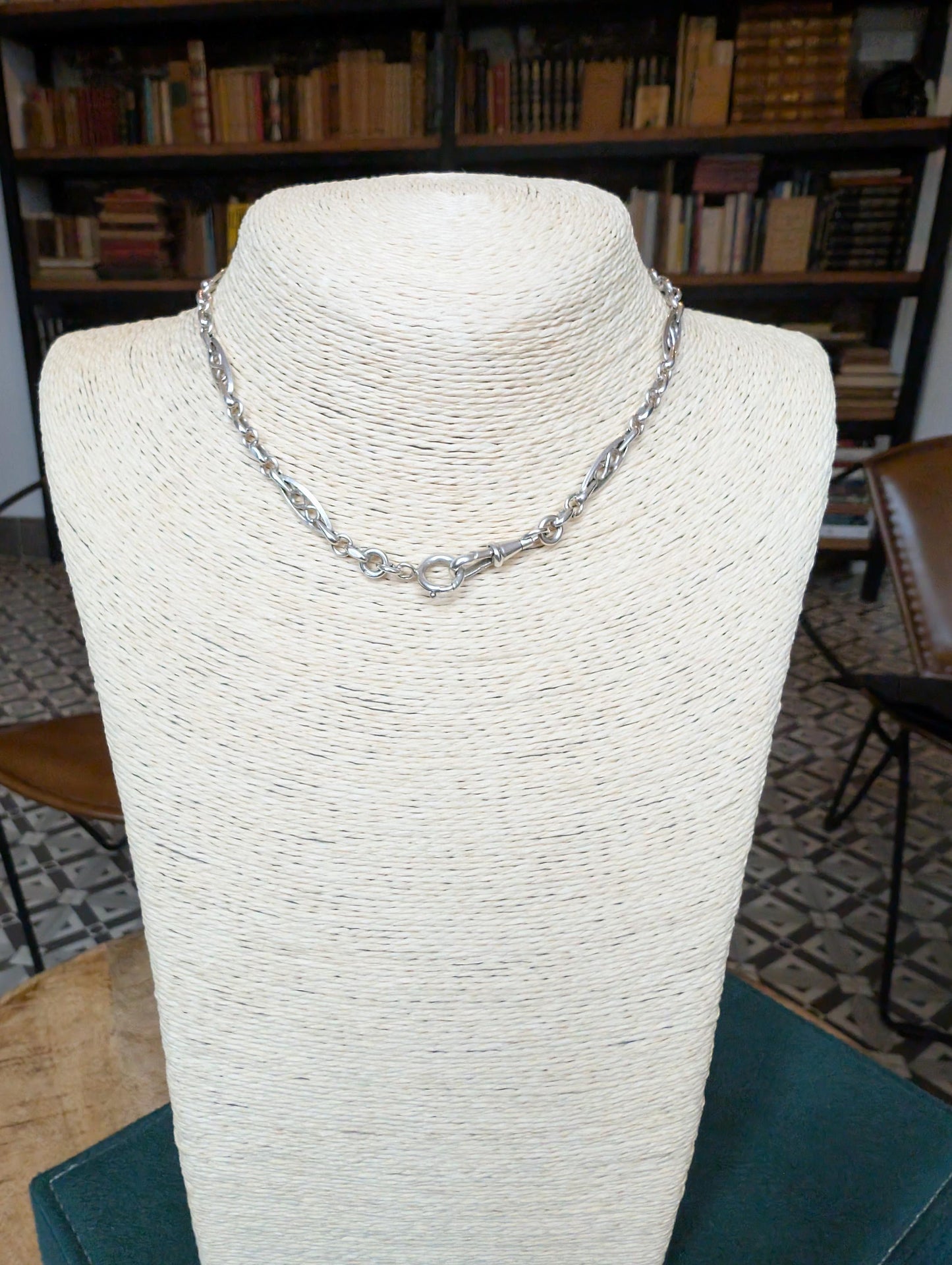 Antique Edwardian French Silver Watch Chain Bracelet Choker